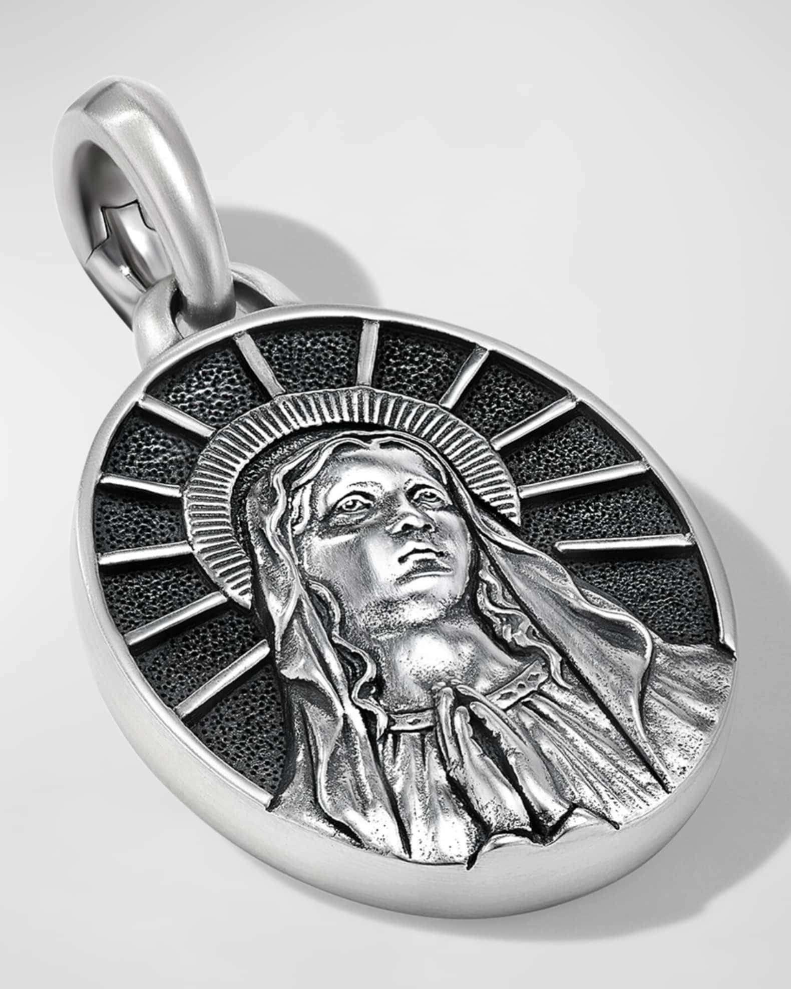 Men's Mary Pendant in Silver, 30mm 1
