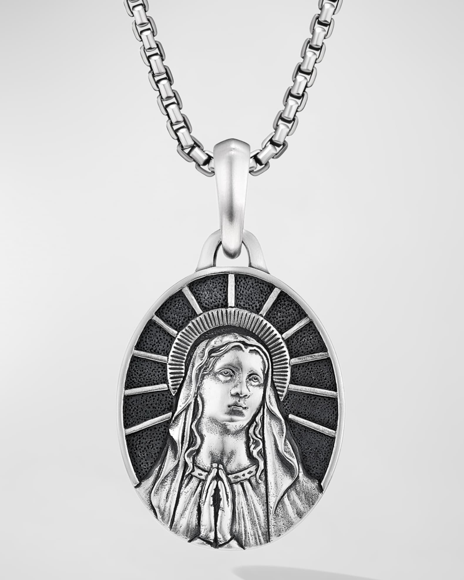 Men's Mary Pendant in Silver, 30mm 0