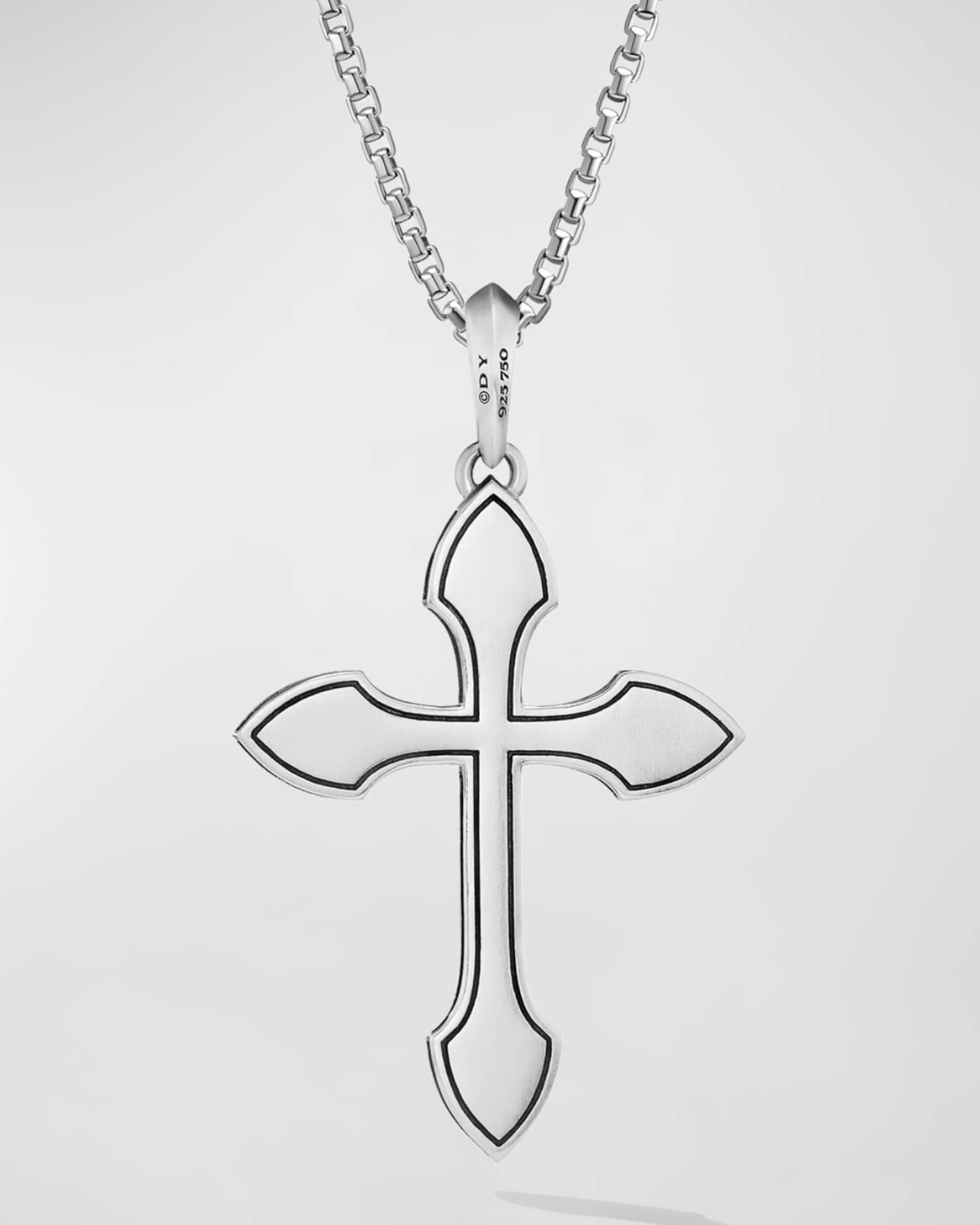 Men's Gothic Cross Pendant in Silver and 18K Gold, 27.5mm 1
