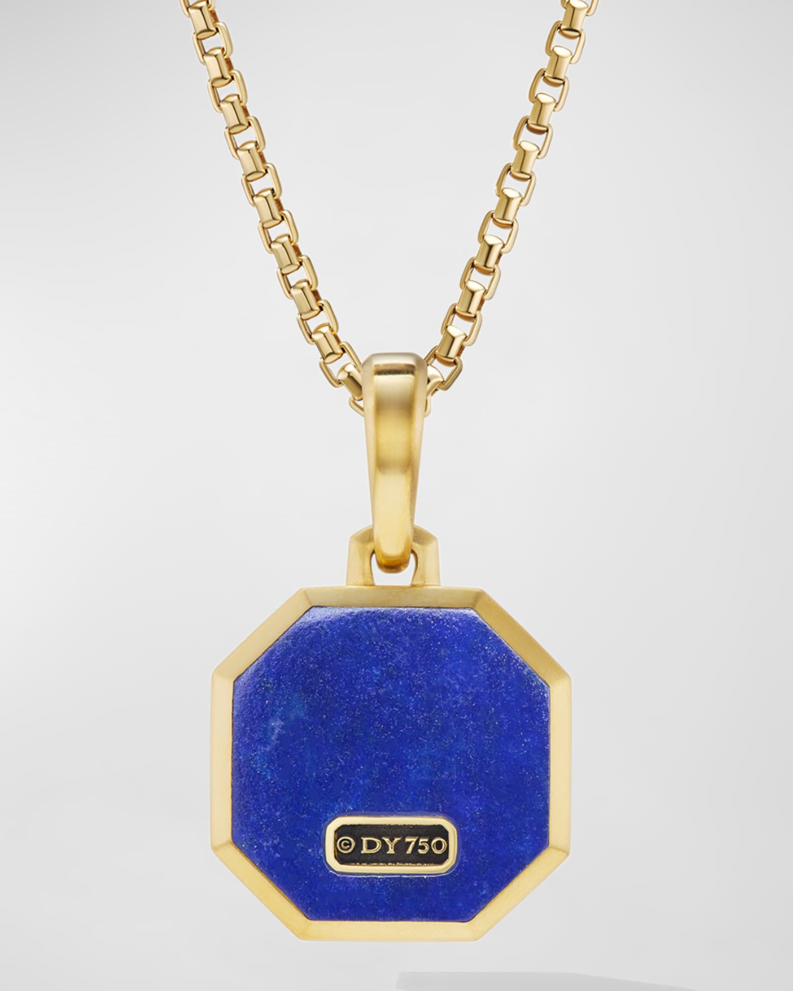 Men's Faceted Stone Pendant in 18K Gold, 16mm 1