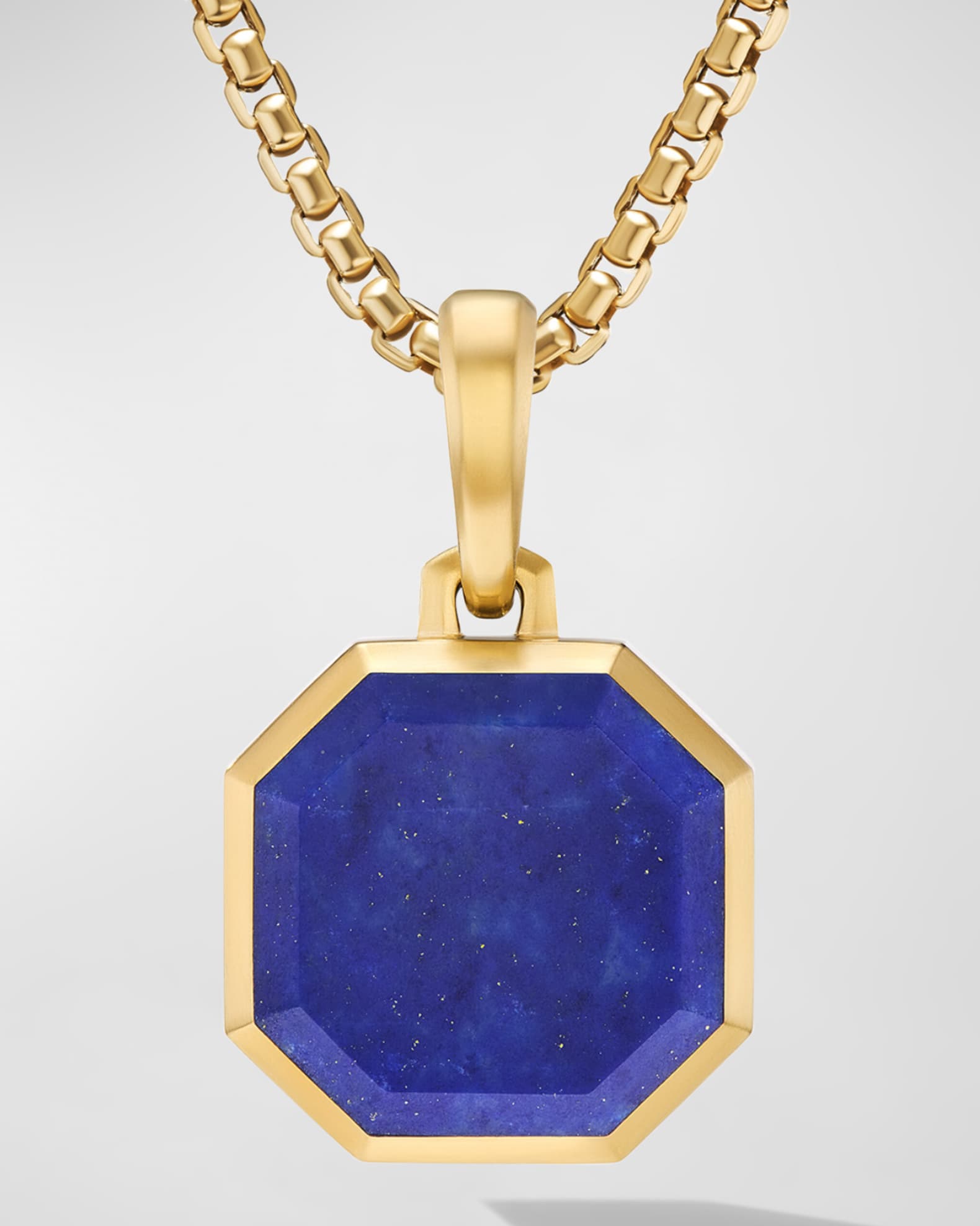 Men's Faceted Stone Pendant in 18K Gold, 16mm 0