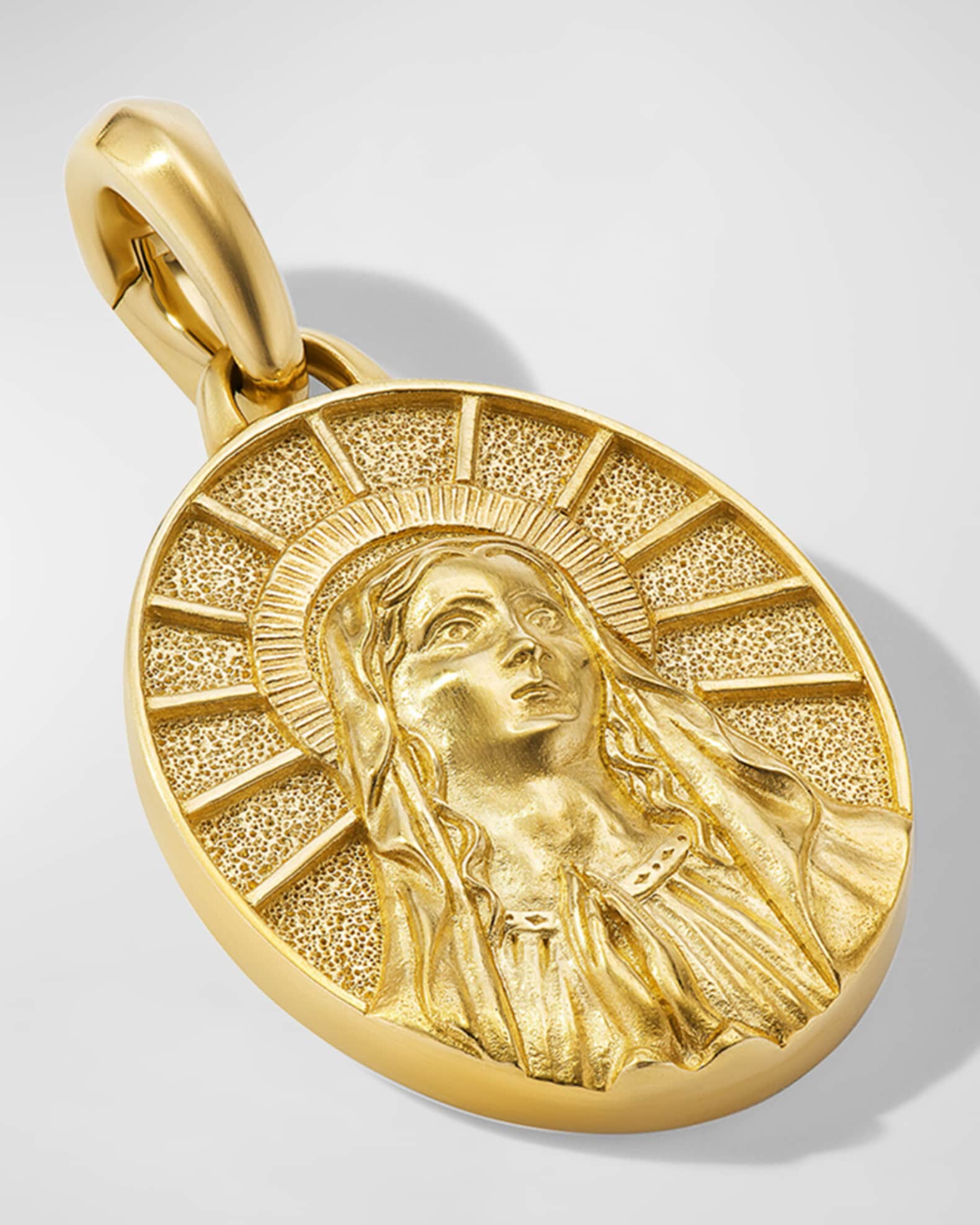Men's Mary Pendant in 18K Gold, 30mm 1