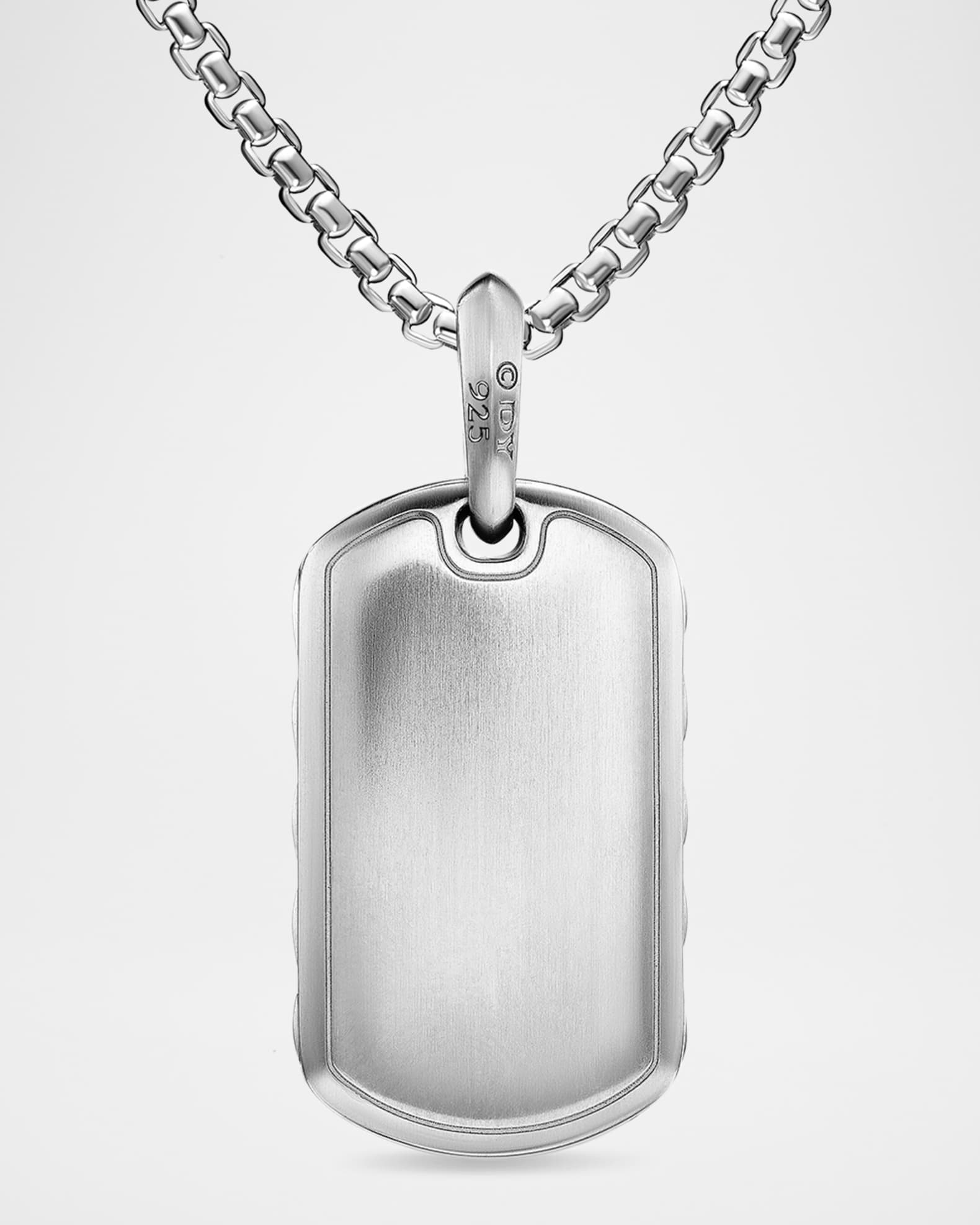 David Yurman Men's Sculpted Cable Tag in Silver with Diamonds
