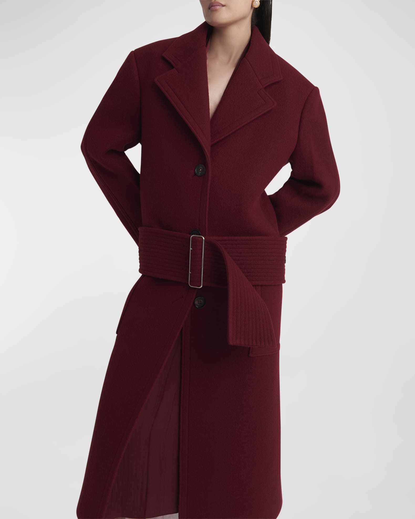 Burberry peak lapel cashmere wrap coat clearance