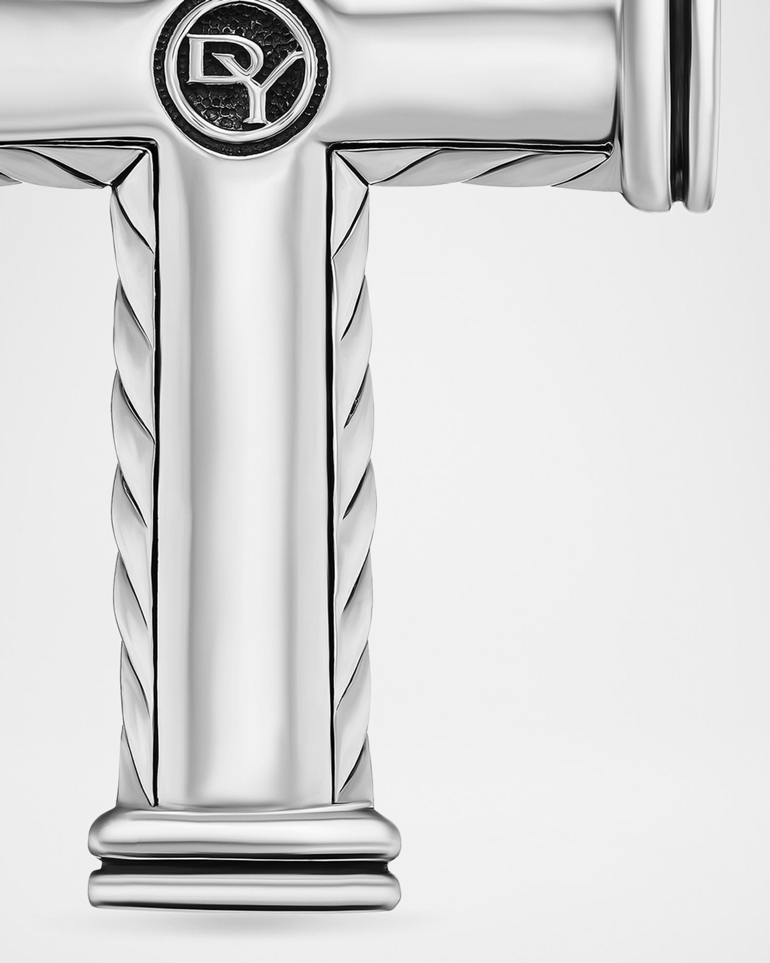 David Yurman Men's Chevron Cross Enhancer with Diamonds in Silver, 30mm ...