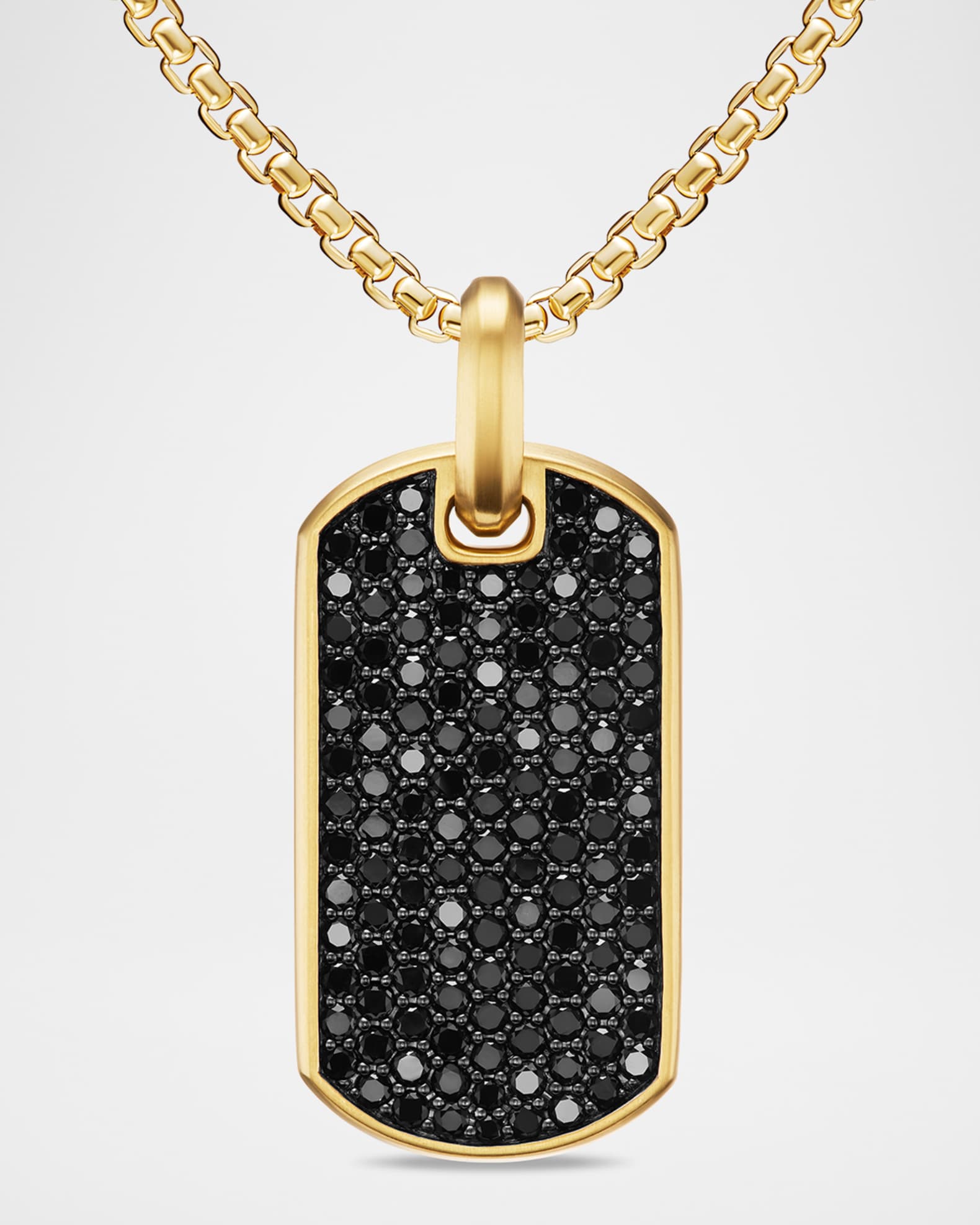 Men's Chevron Tag Enhancer with Black Diamonds in 18K Yellow Gold, 35mm 0