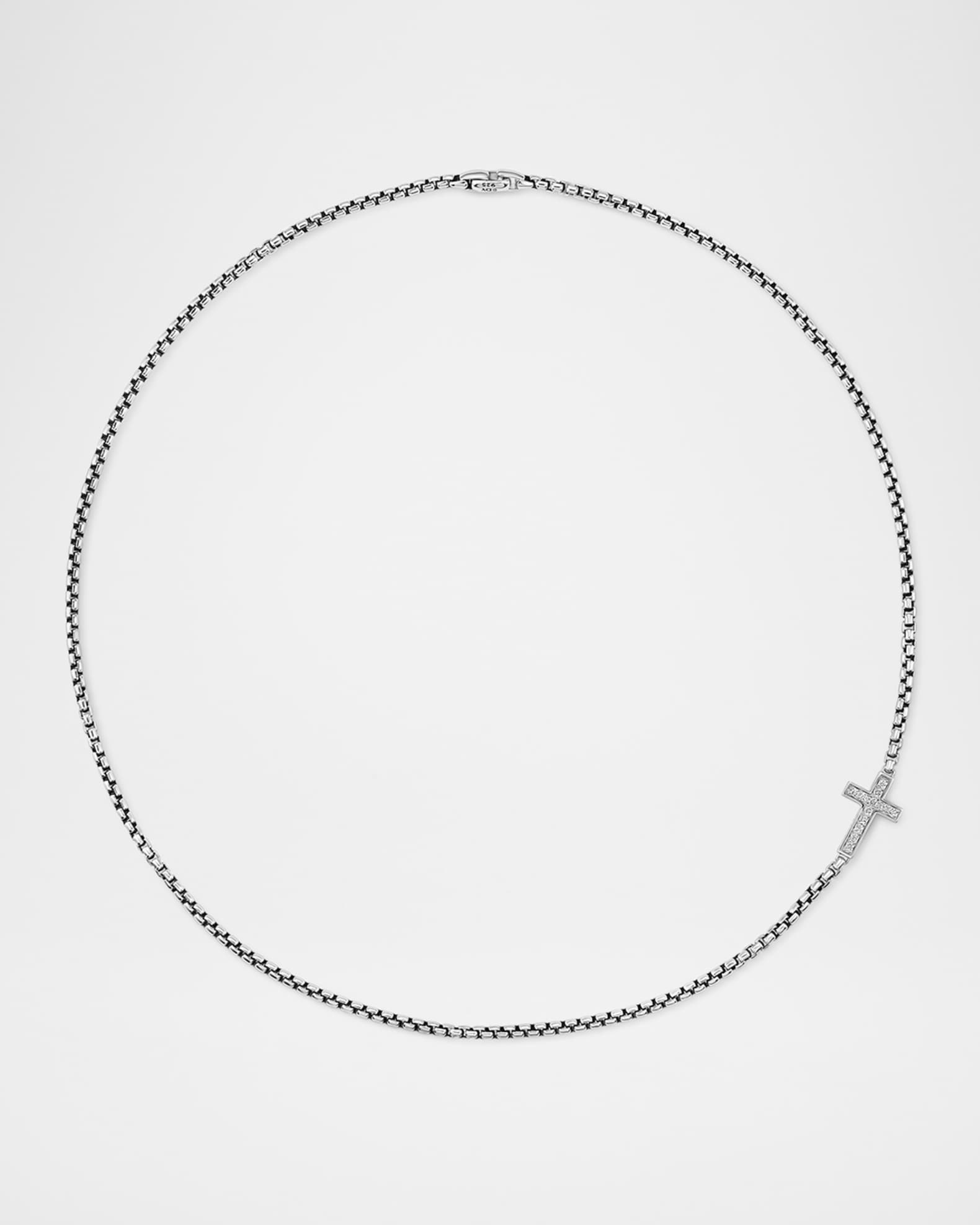 Men's Sideways Cross Station Necklace, 26"L 1