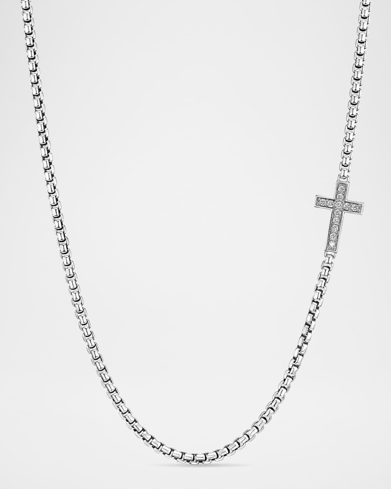 Men's Sideways Cross Station Necklace, 26"L 0