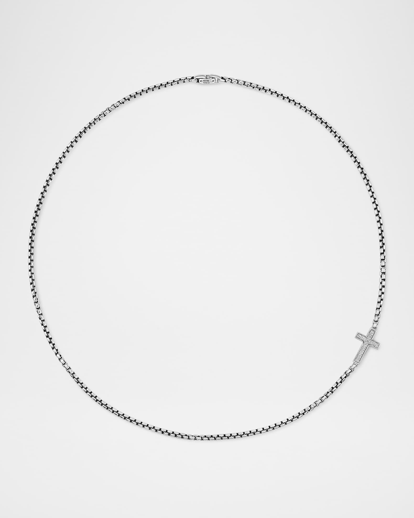 Men's Sideways Cross Station Necklace, 24"L 1