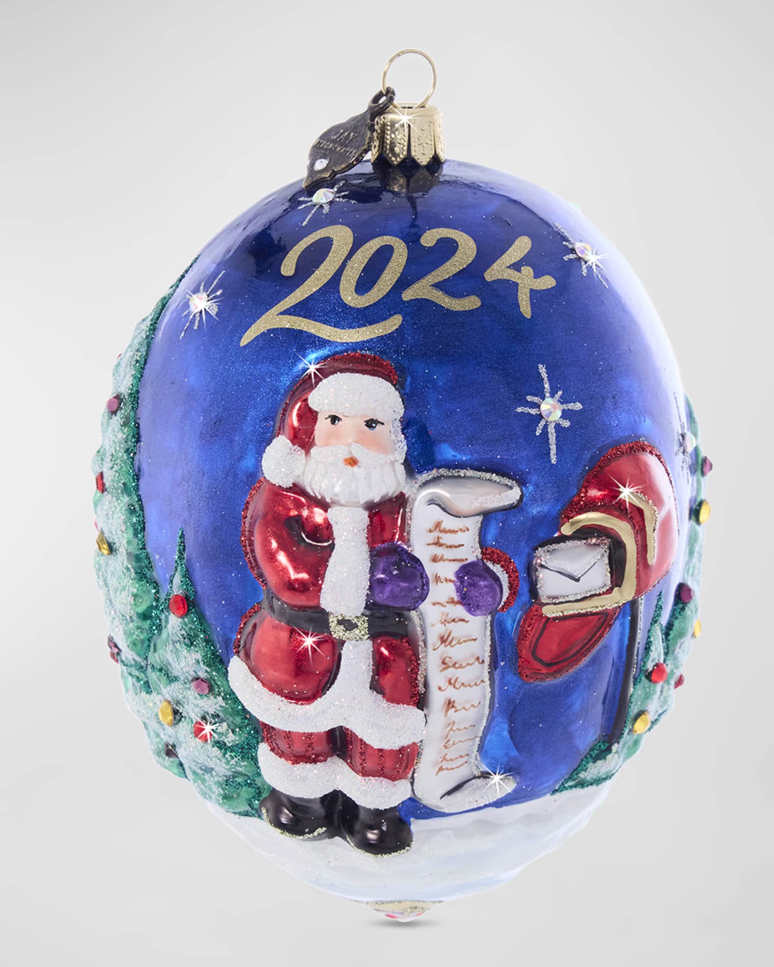 Jay Strongwater 2024 Christmas Delivery Glass Ornament Neiman Marcus