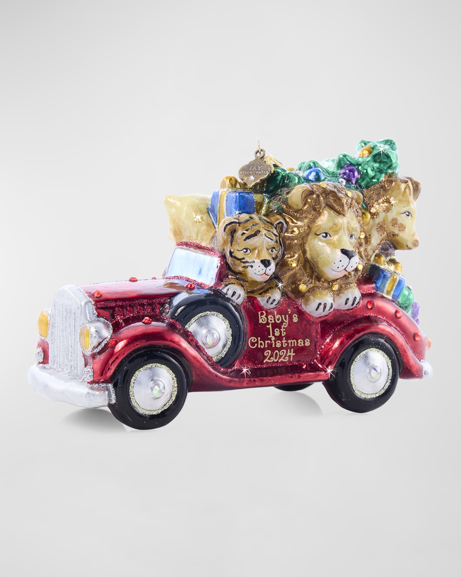 Jay Strongwater Baby's First Ride Glass Christmas Ornament | Neiman Marcus