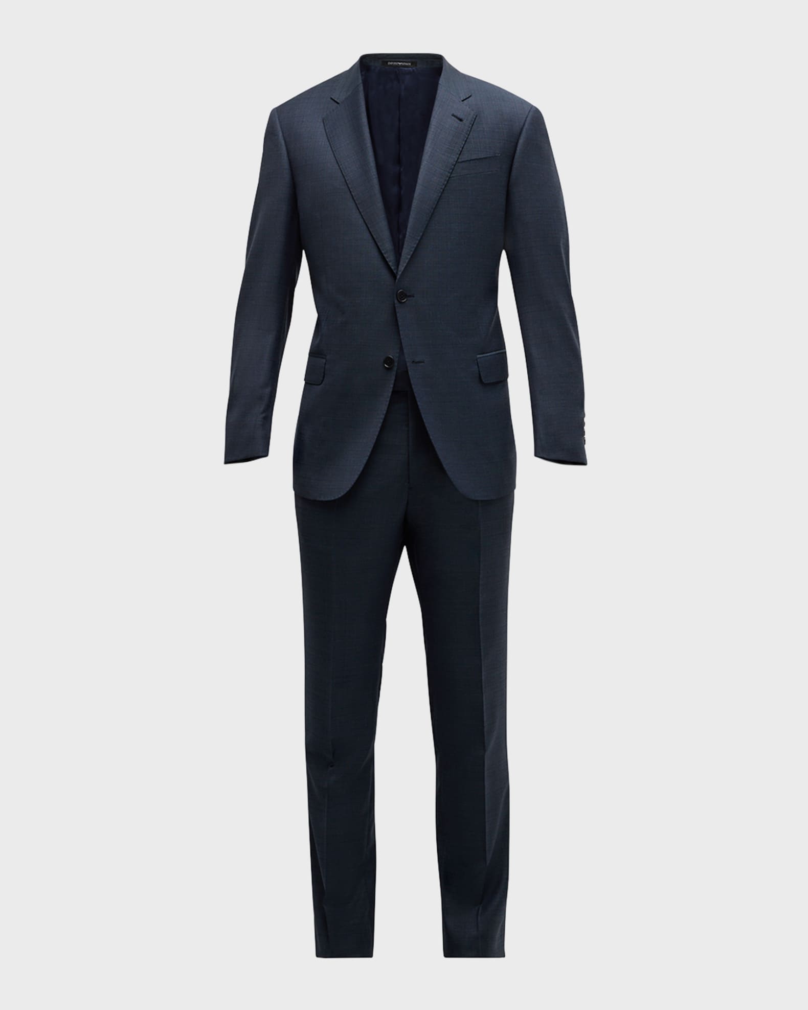 Emporio Armani Melange Wool Blend Suit Blue Navy