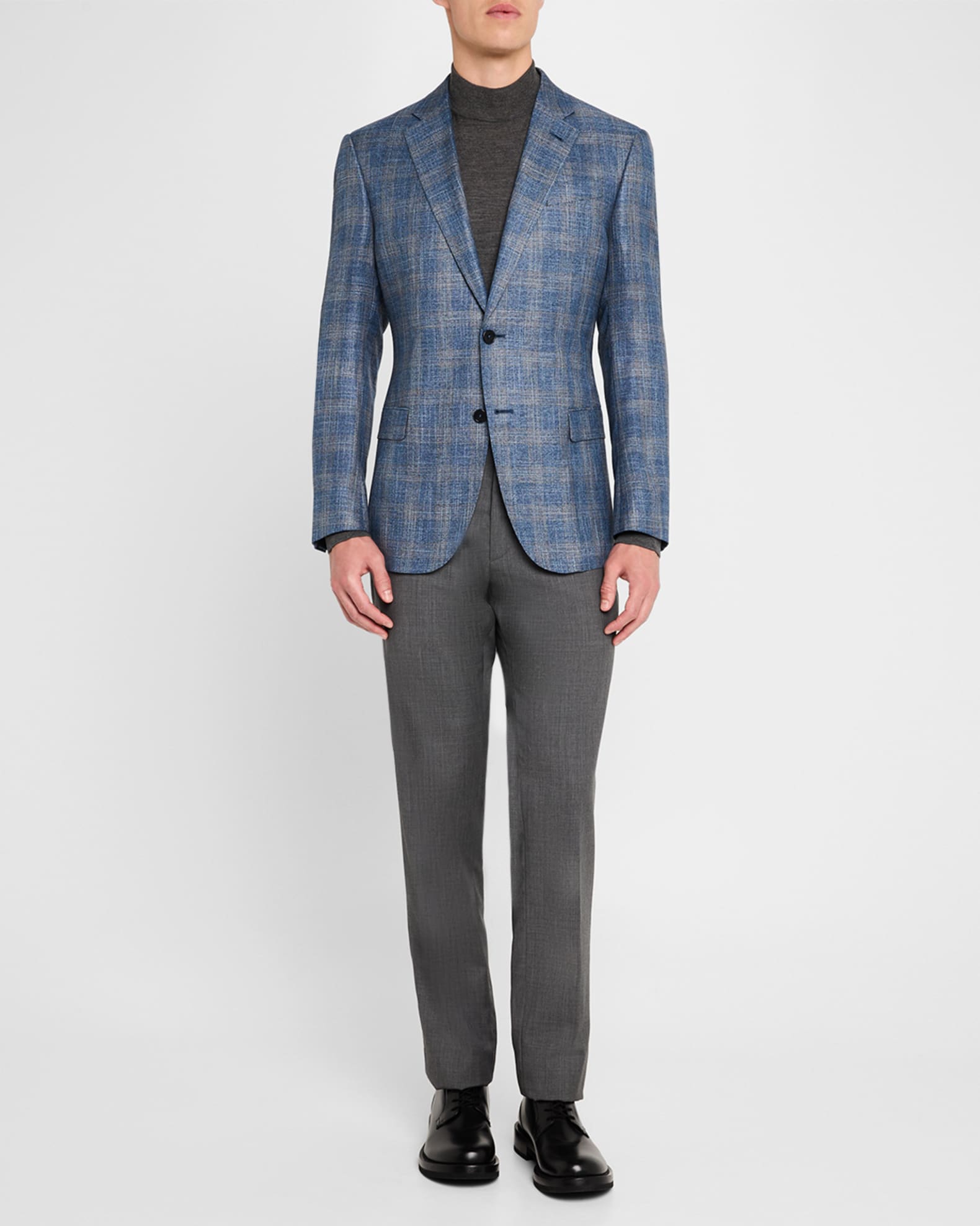 Men's Brushed Plaid Sport Coat - Thumbnail 2