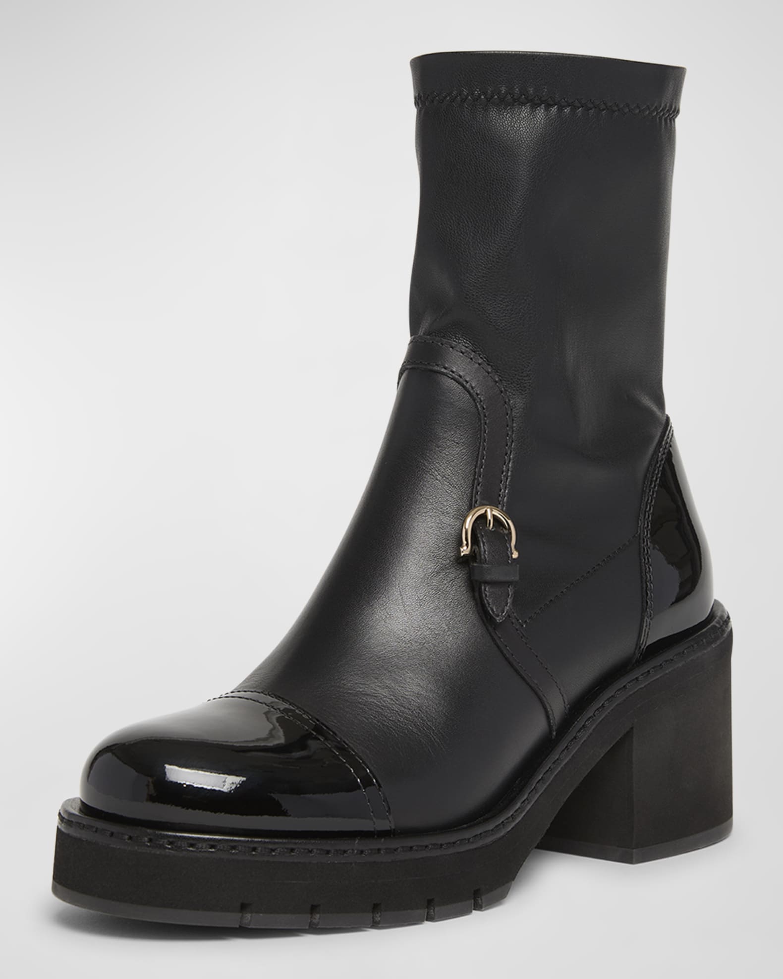 Selyna Mixed Leather Stretch Ankle Boots 1
