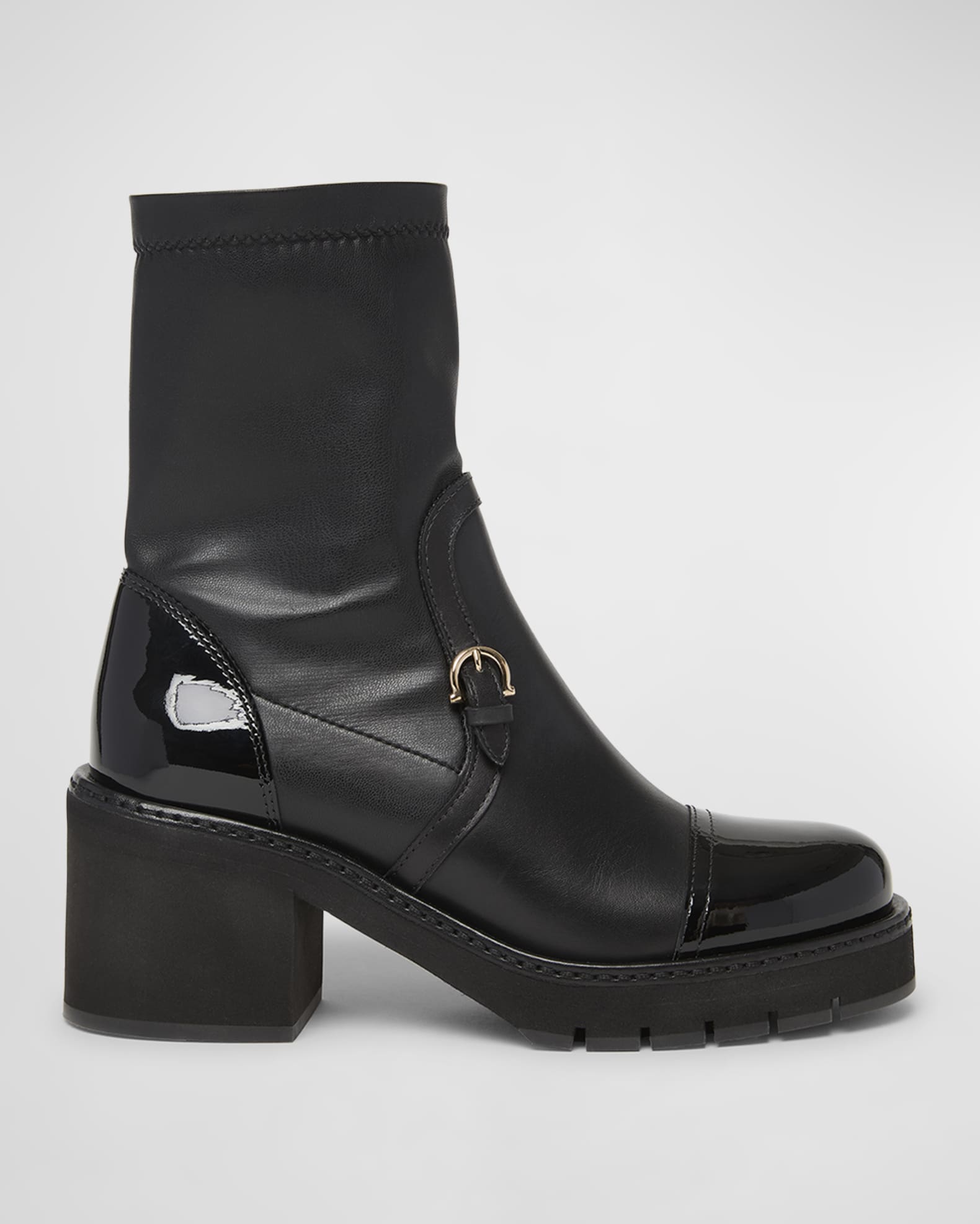 Selyna Mixed Leather Stretch Ankle Boots 0