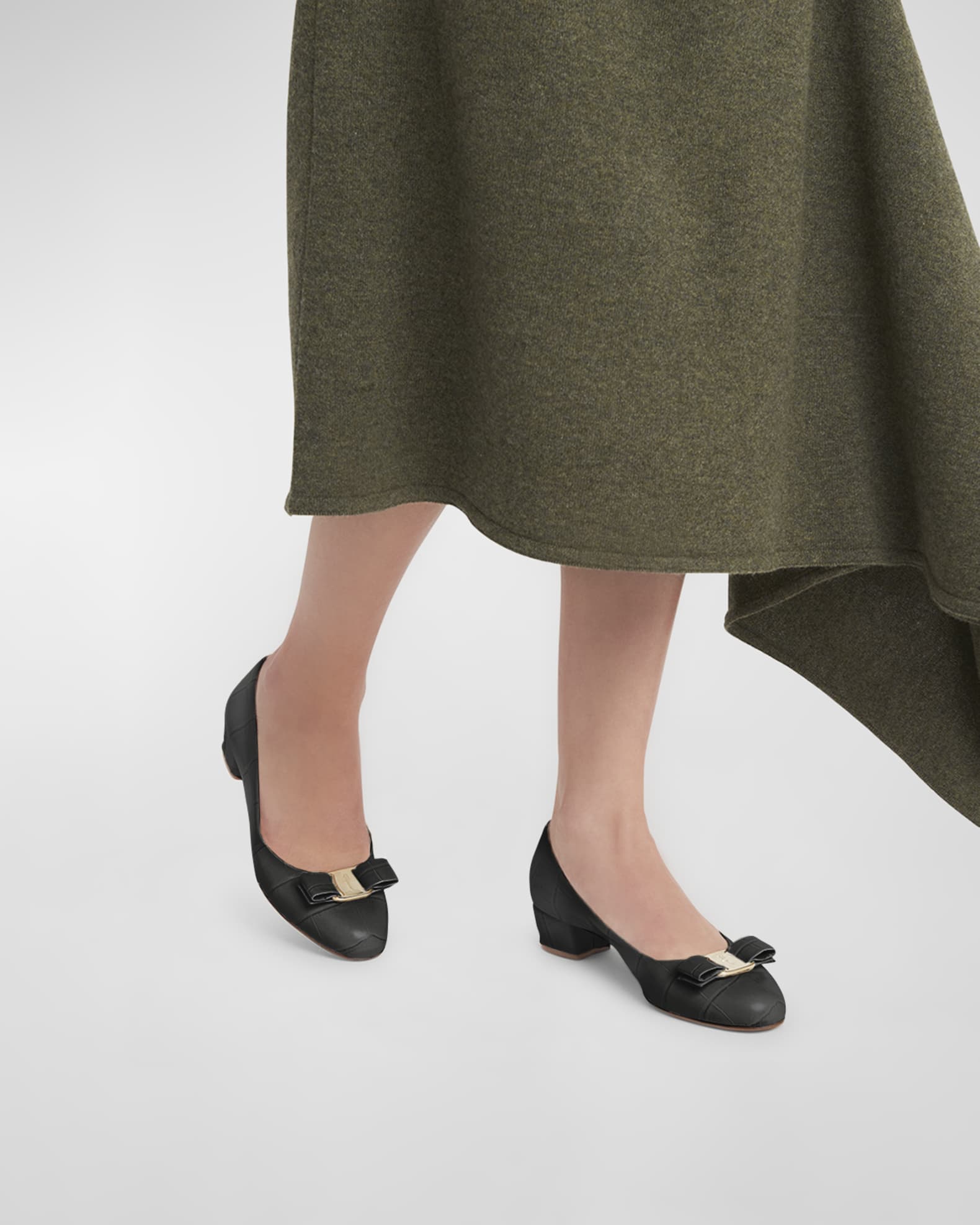 Vara Croco Bow Ballerina Pumps 1