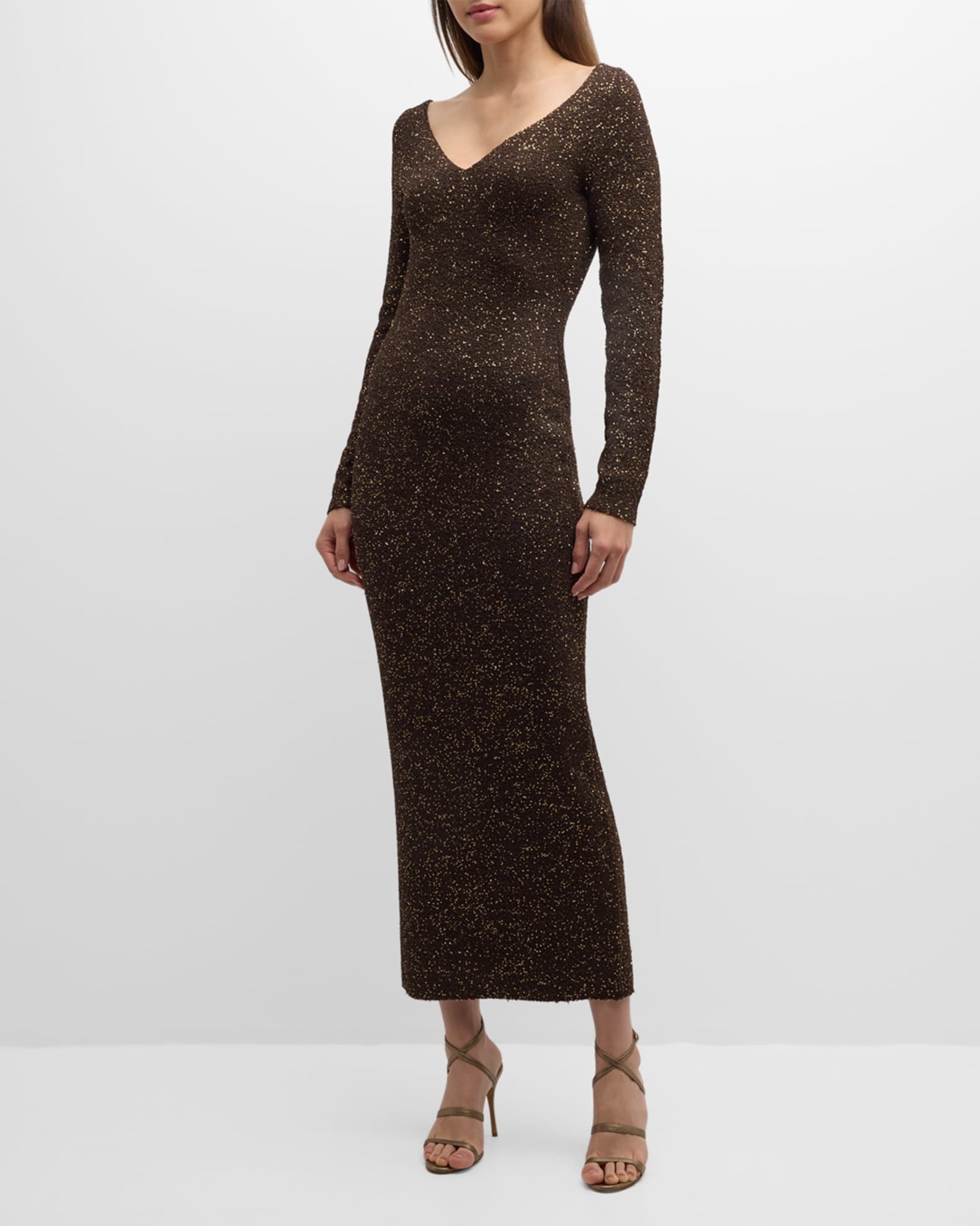 Sequin Maxi Dress with Low-Cut Back 1