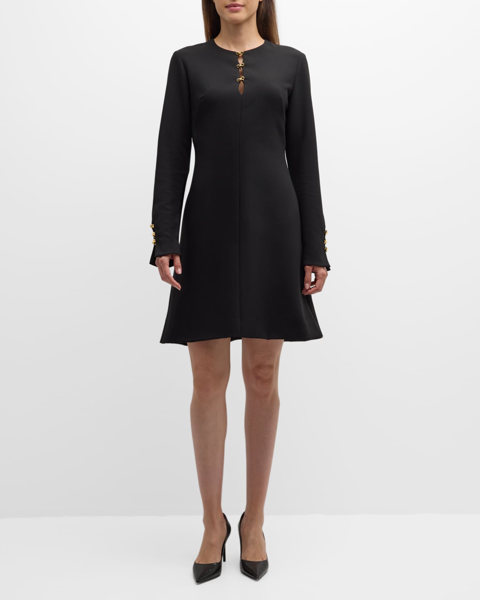 Long Sleeve Short Dress with Bow Details