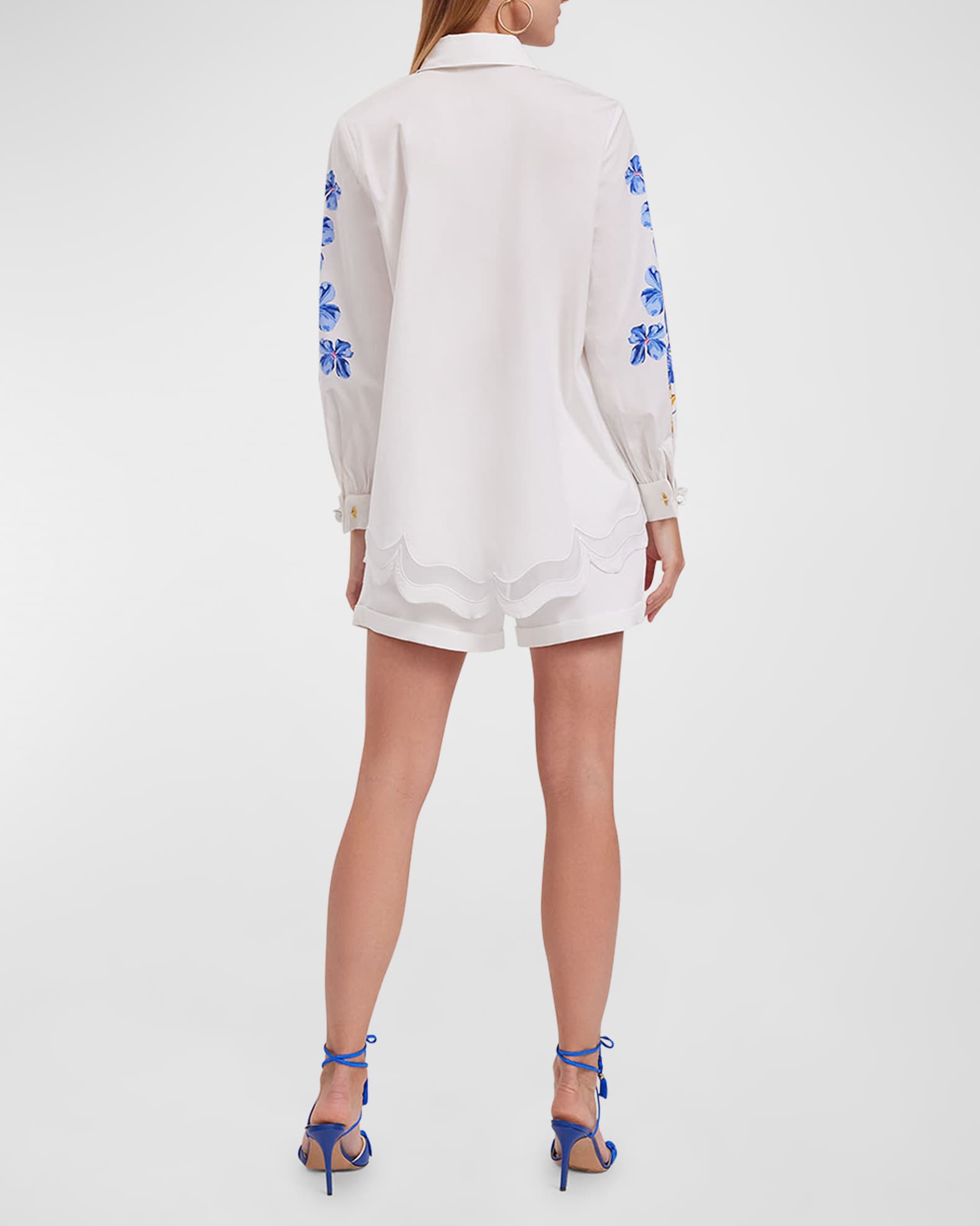 Anne Fontaine Zephyra Floral-Print Cotton Poplin Shirt | Neiman Marcus