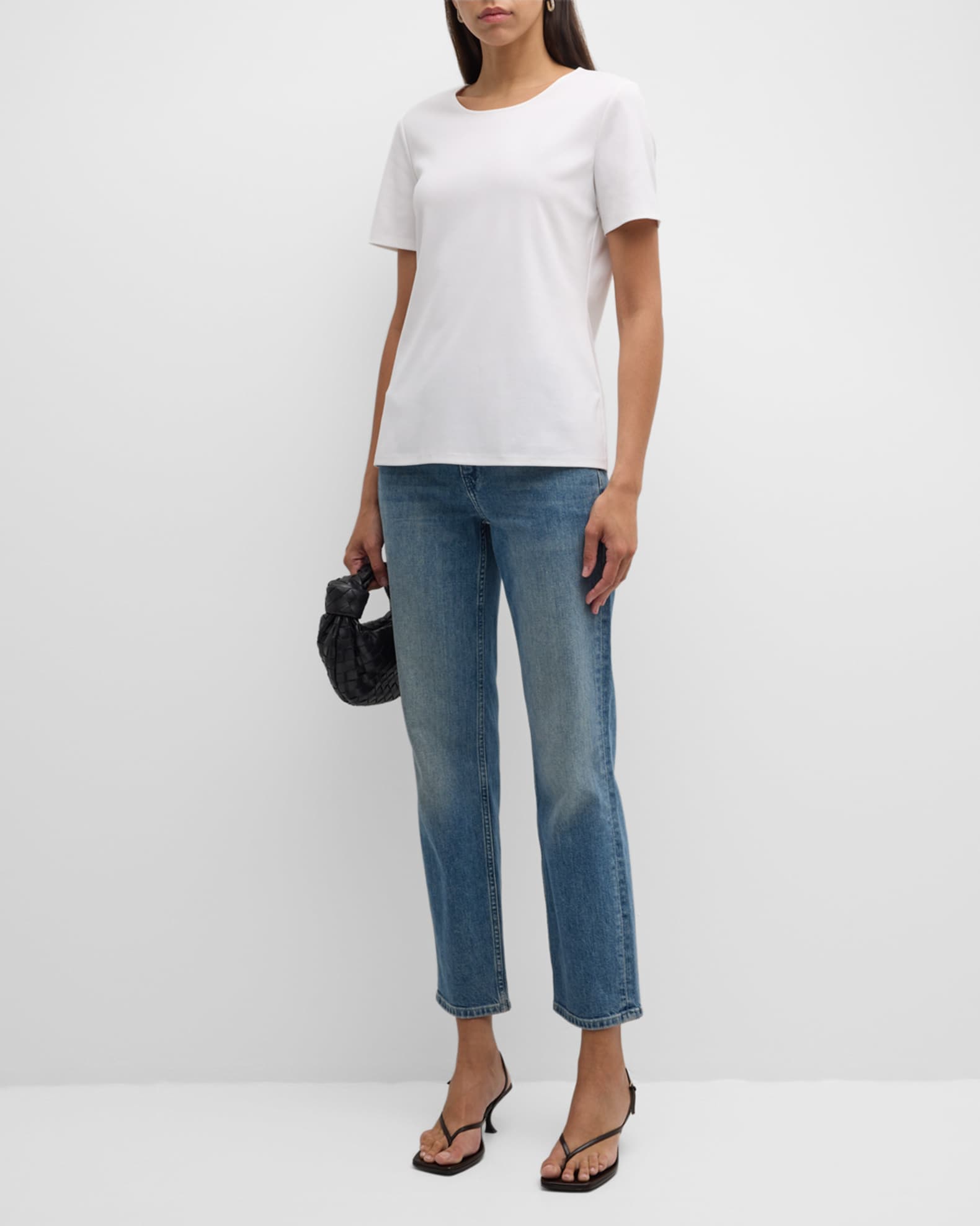 Ribbed Crewneck Cotton T-Shirt 1