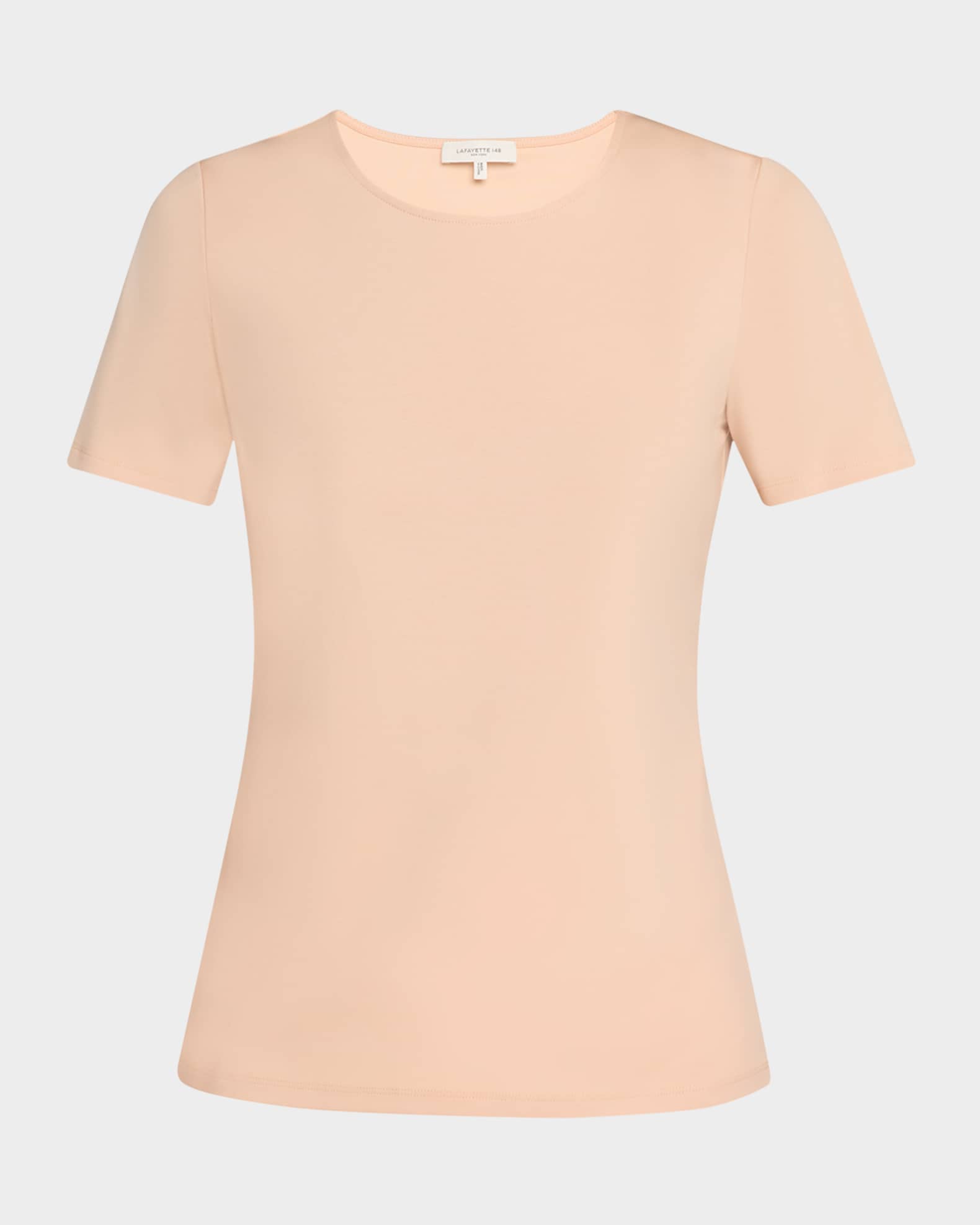 Ribbed Crewneck Cotton T-Shirt