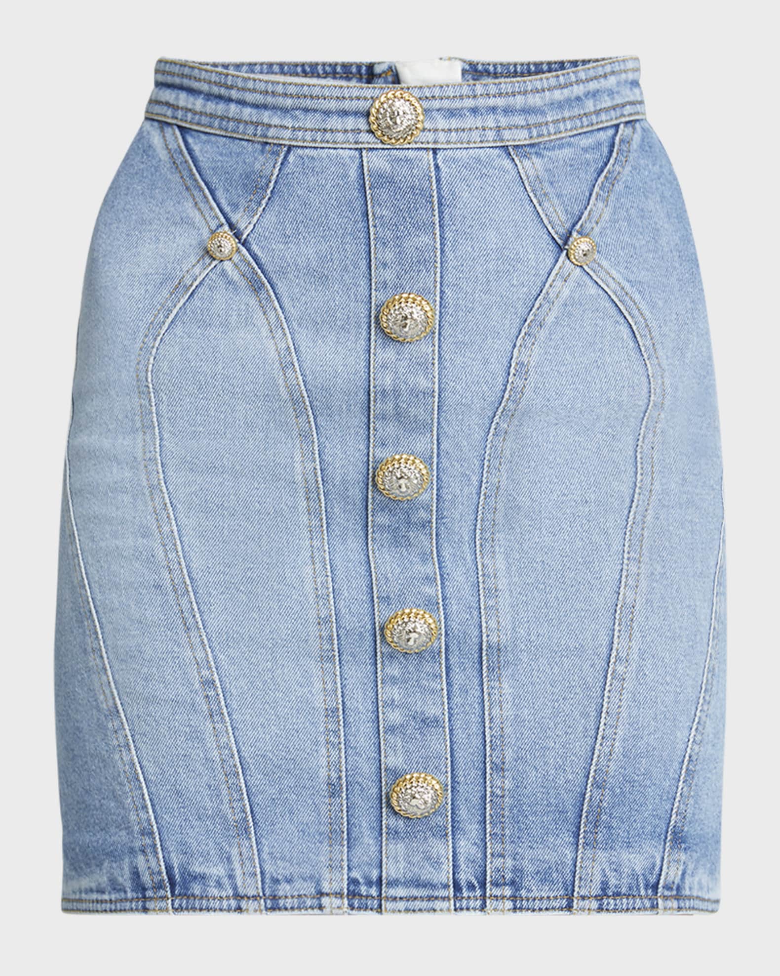 Balmain logo-button pencil skirt - Pink