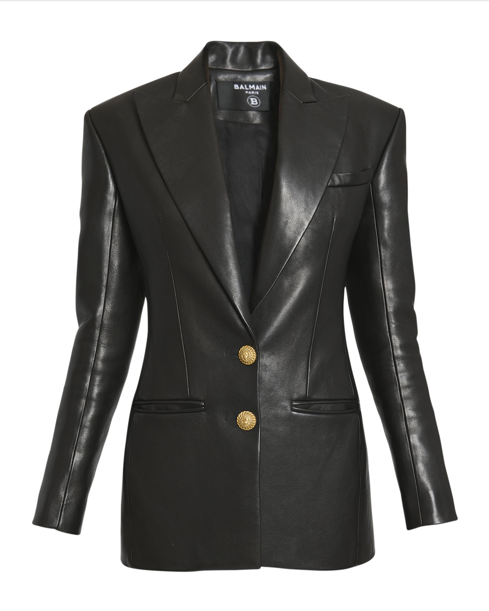 Balmain Tailored Leather Blazer Jacket | Neiman Marcus