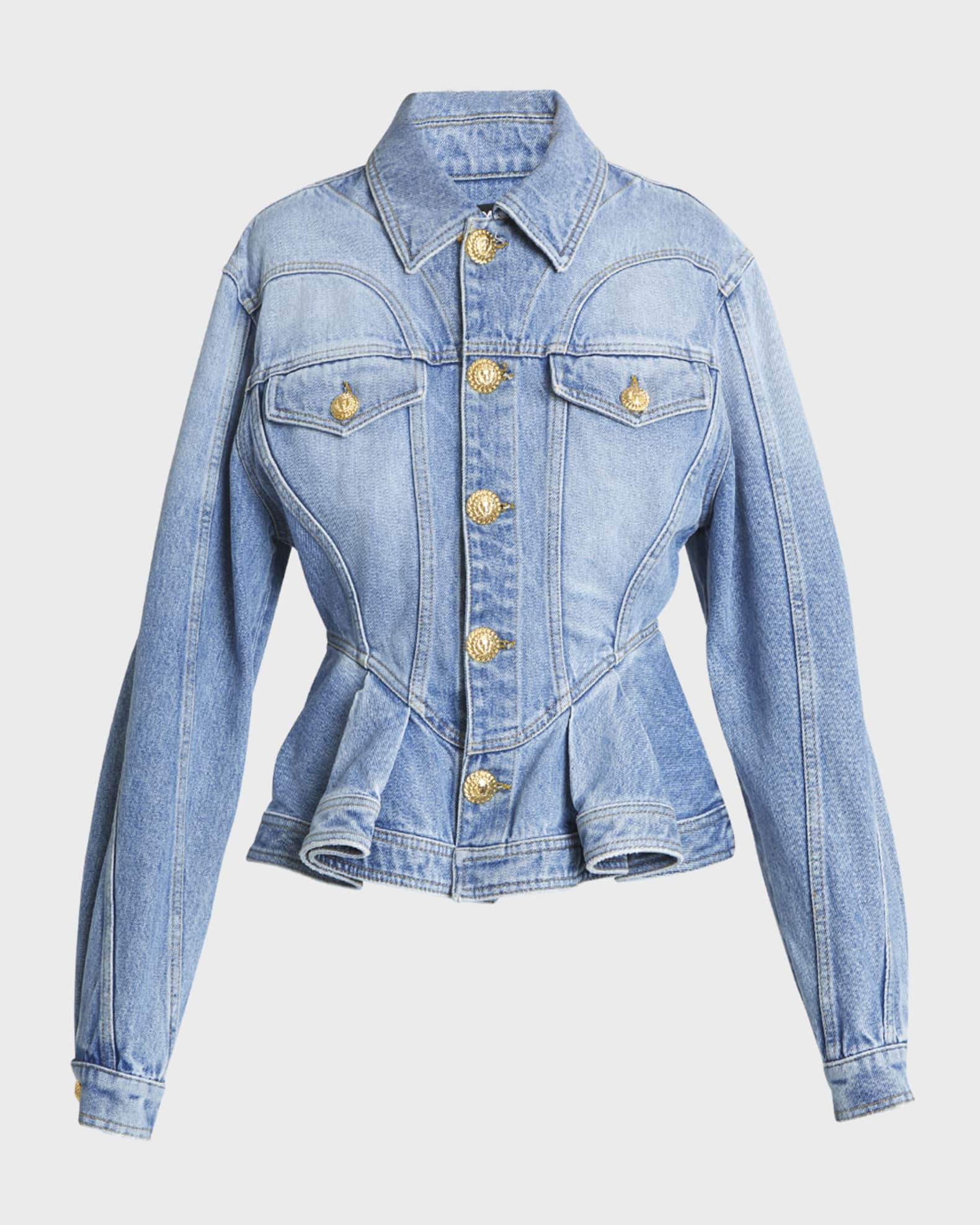 Peplum denim jacket cheap