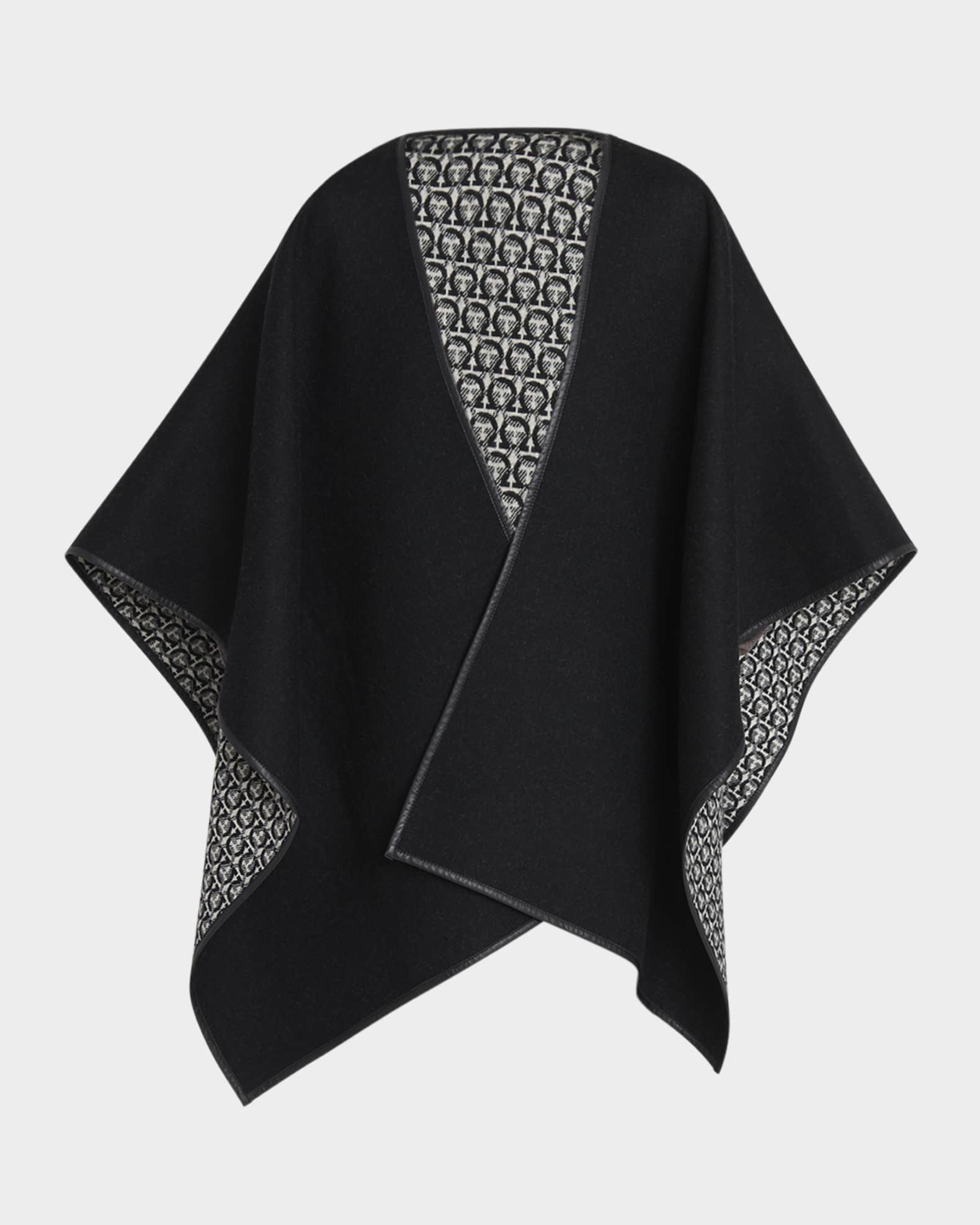 Gancini Wool & Leather Cape 0