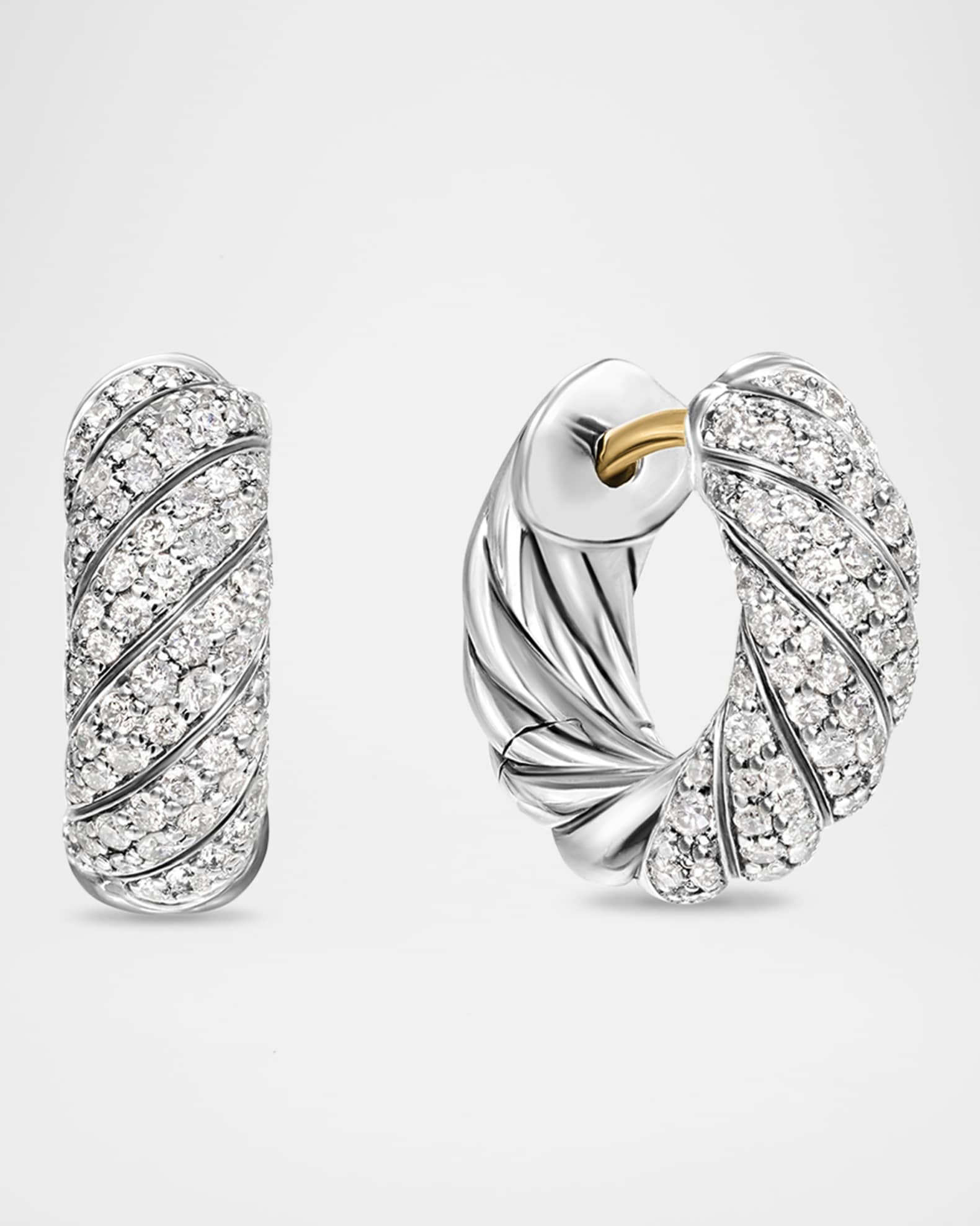 Sculpted Cable Huggie Hoop Earrings in Silver 14.4mm