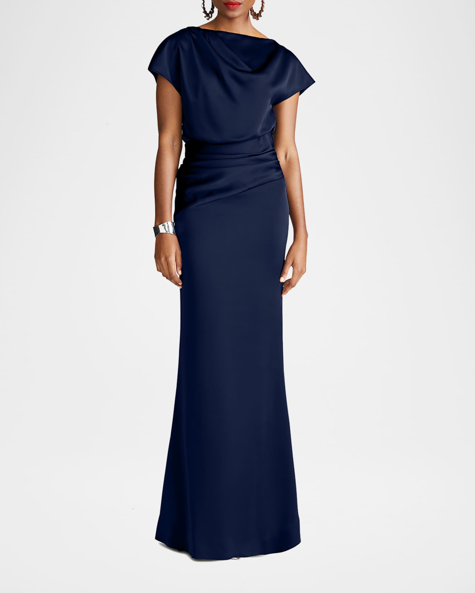 Draped Satin Trumpet Gown 1