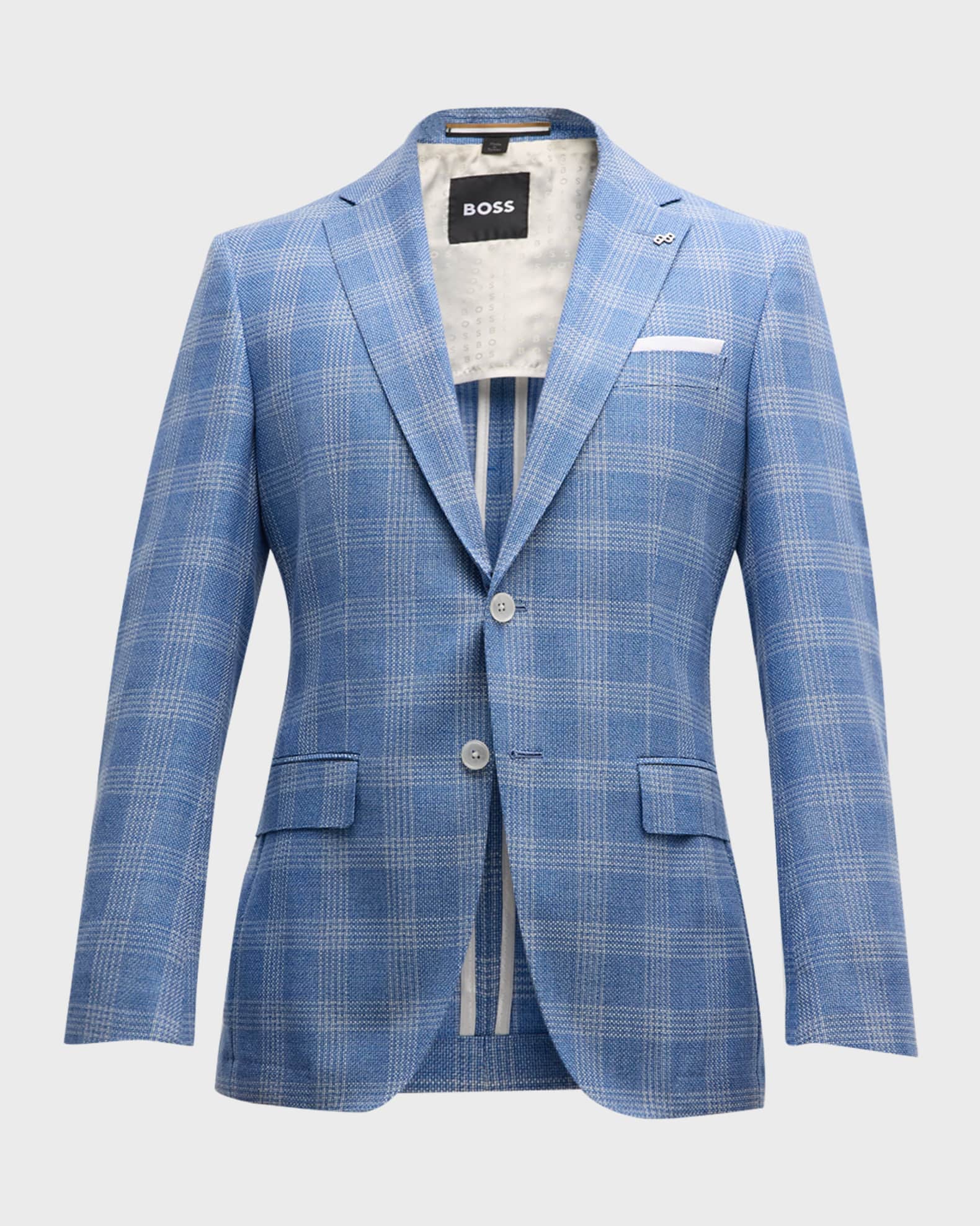 BOSS single-breasted checked suit - Blue