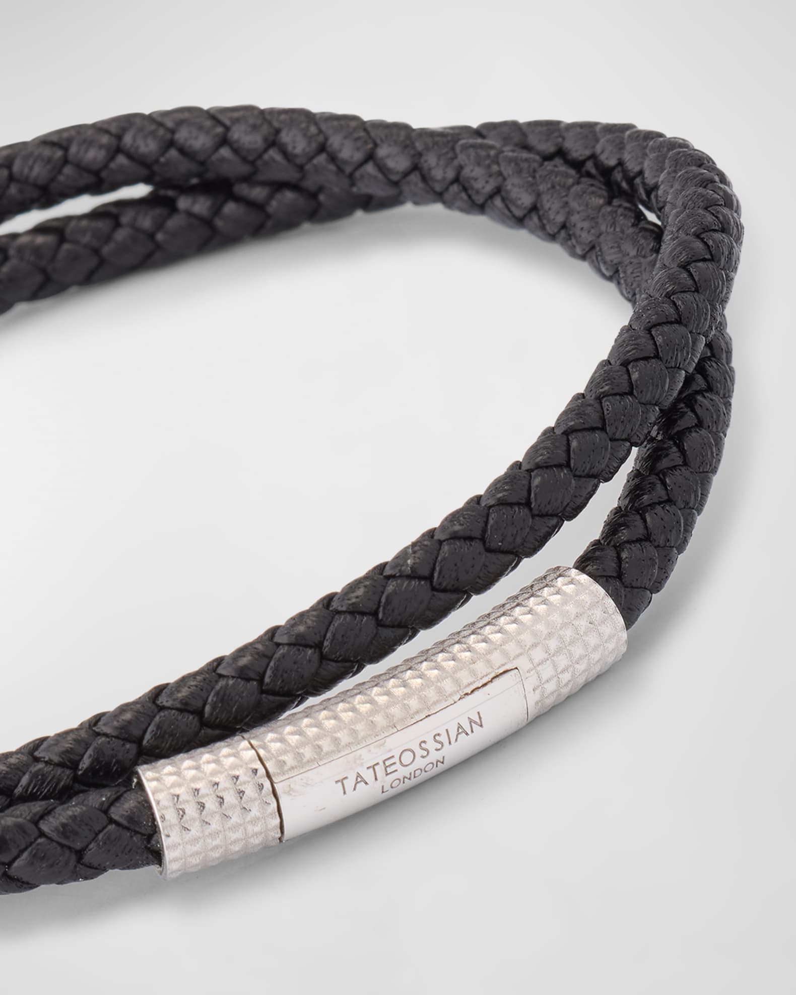 Tateossian Men's Braided Leather Bracelet, Large Neiman Marcus