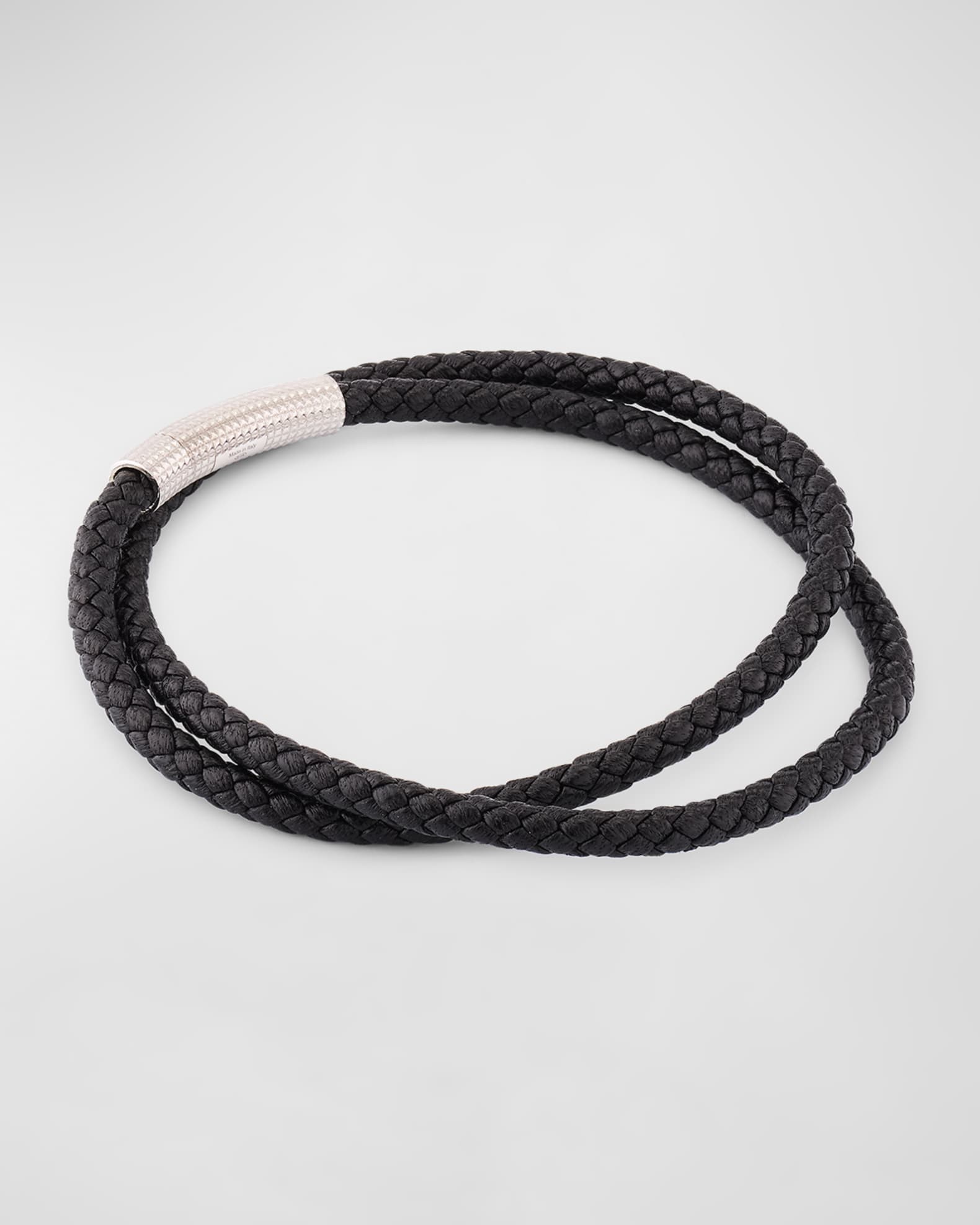 Tateossian Men's Braided Leather Bracelet, Large Neiman Marcus