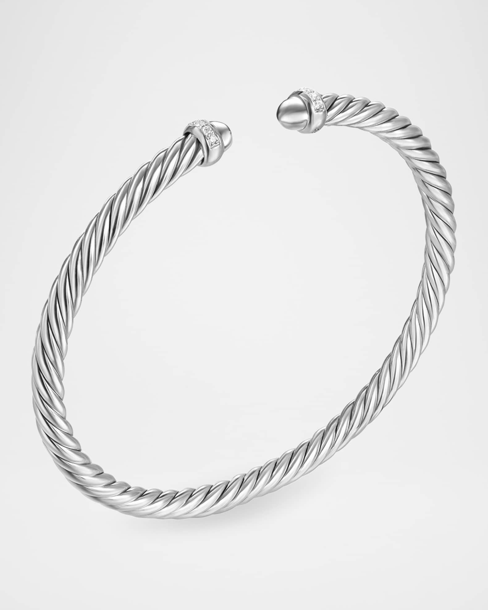 Modern Cable Flex Bracelet with Gemstones and Diamonds in Silver 1