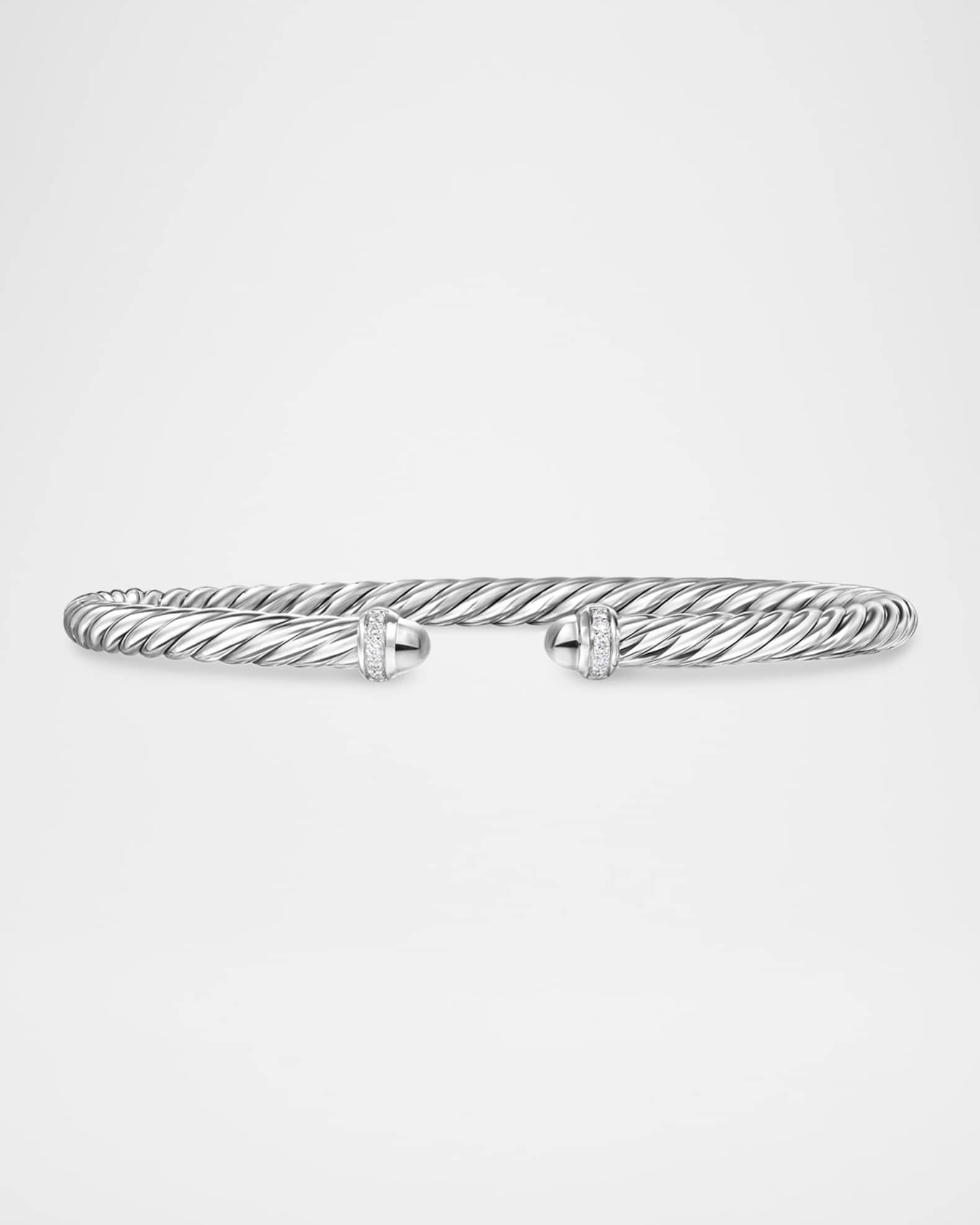 Modern Cable Flex Bracelet with Gemstones and Diamonds in Silver 0