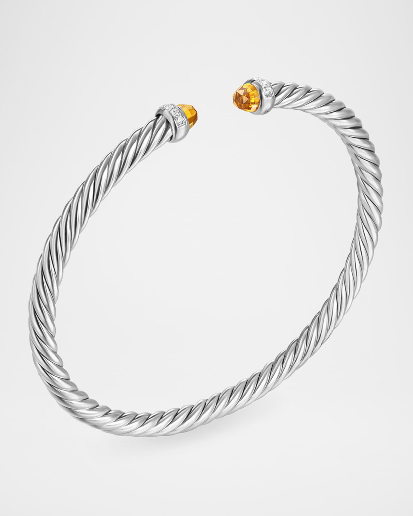 Modern Cable Flex Bracelet with Gemstones and Diamonds in Silver 1
