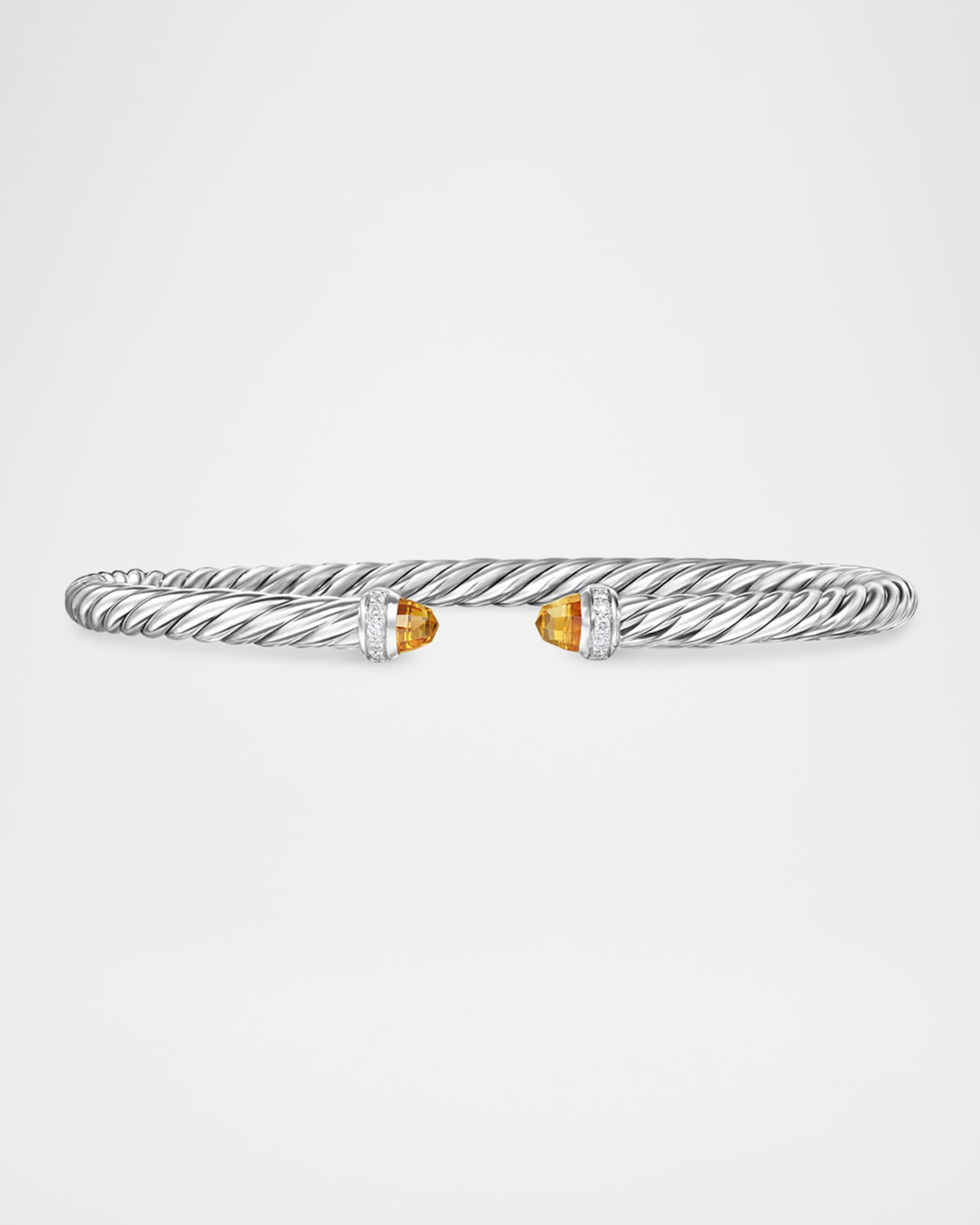Modern Cable Flex Bracelet with Gemstones and Diamonds in Silver 0