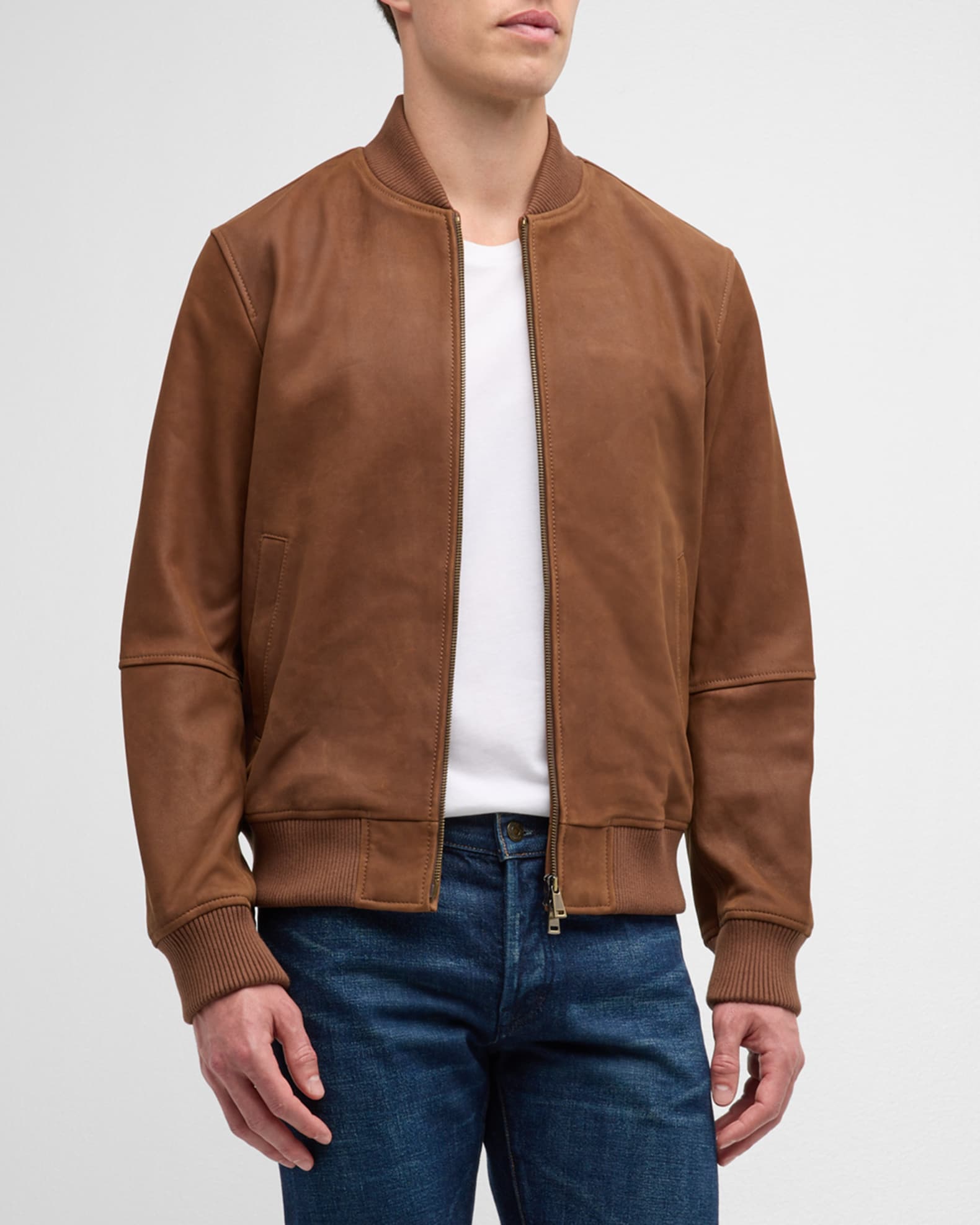 Men s Classic Leather Bomber Jacket