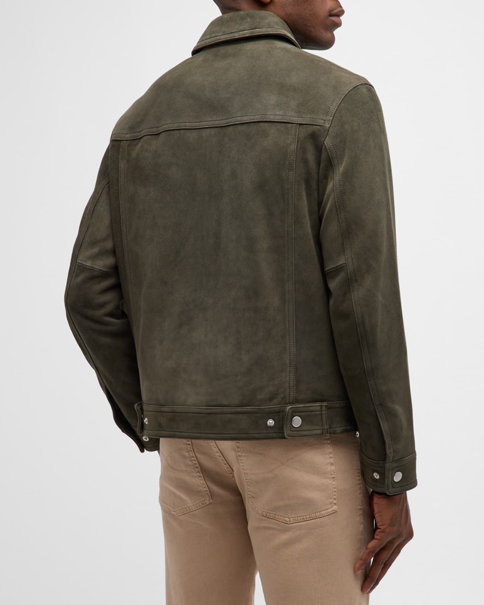 Neiman Marcus Men s Suede Full Zip Polo Jacket Neiman Marcus