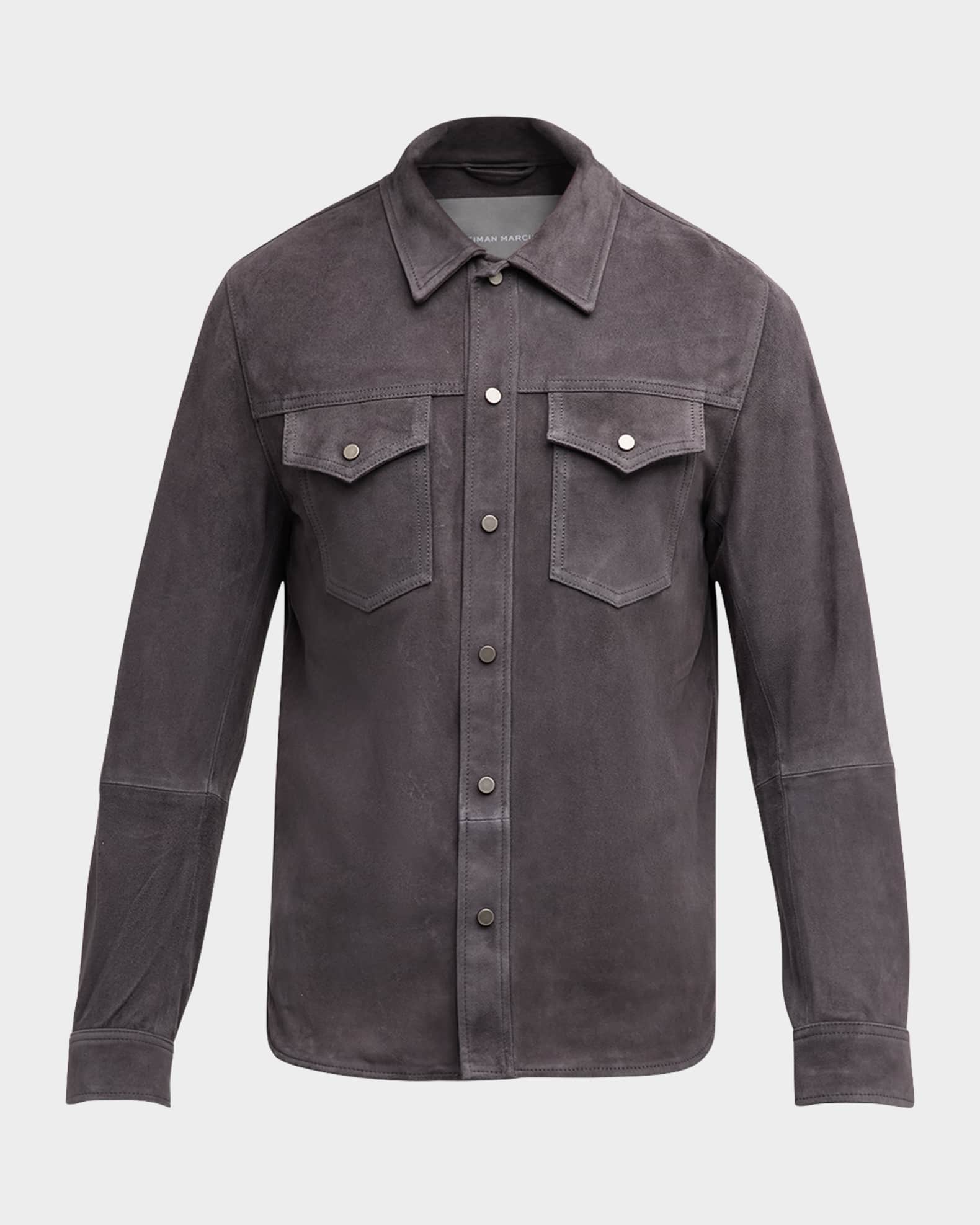 Men's Goat Suede Trucker Shirt Jacket