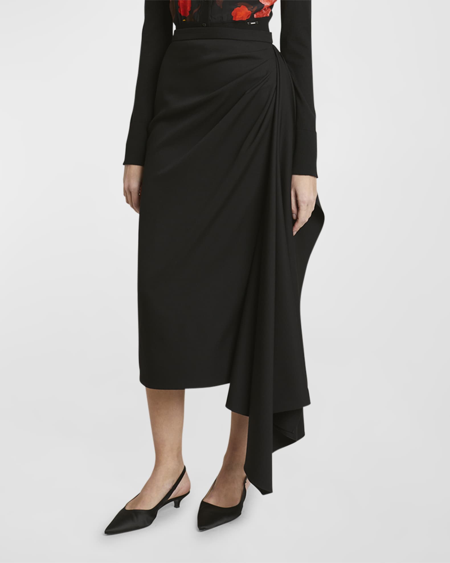 Draped Floral Pencil Skirt 1