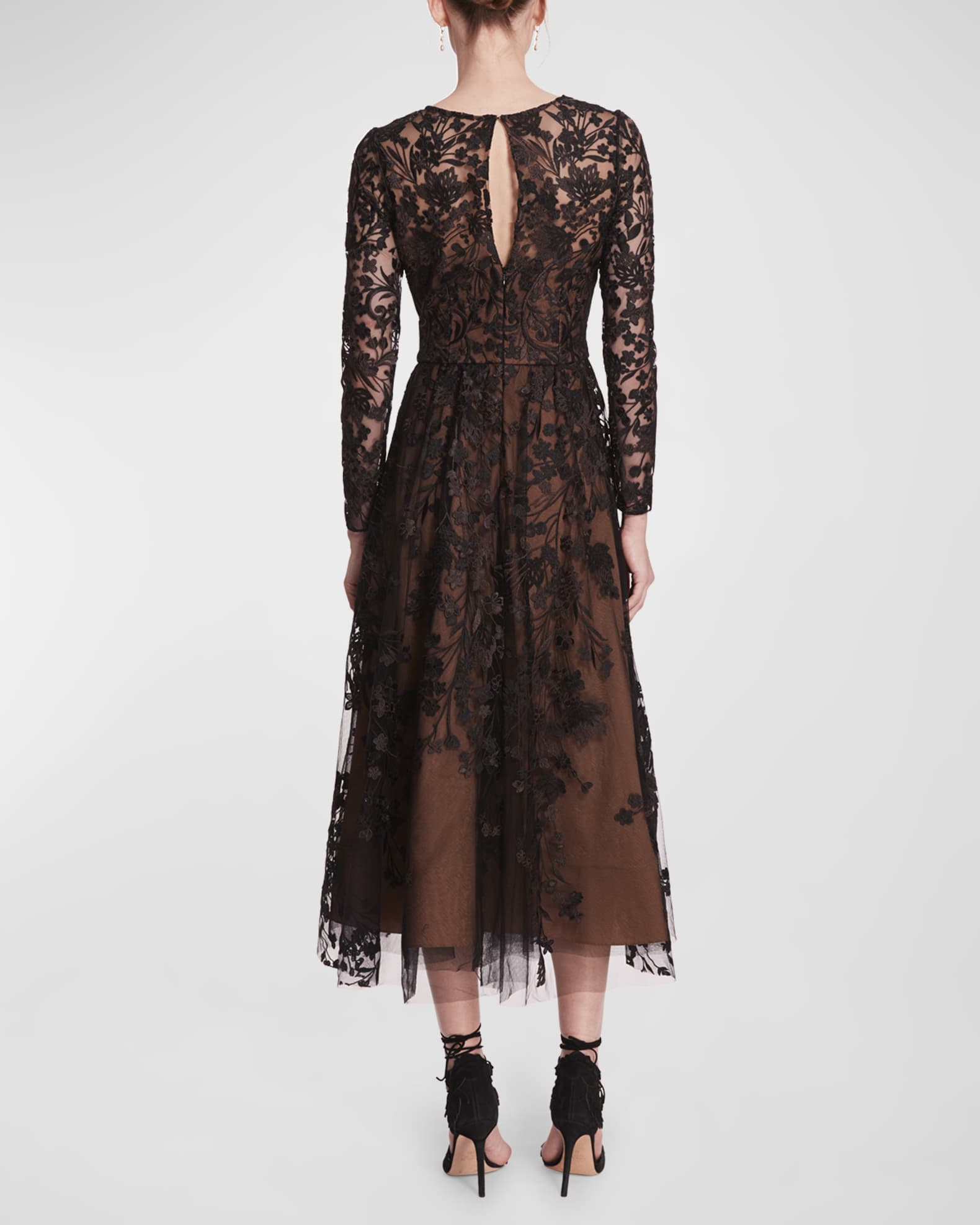 Marchesa notte butterfly lace midi dress store