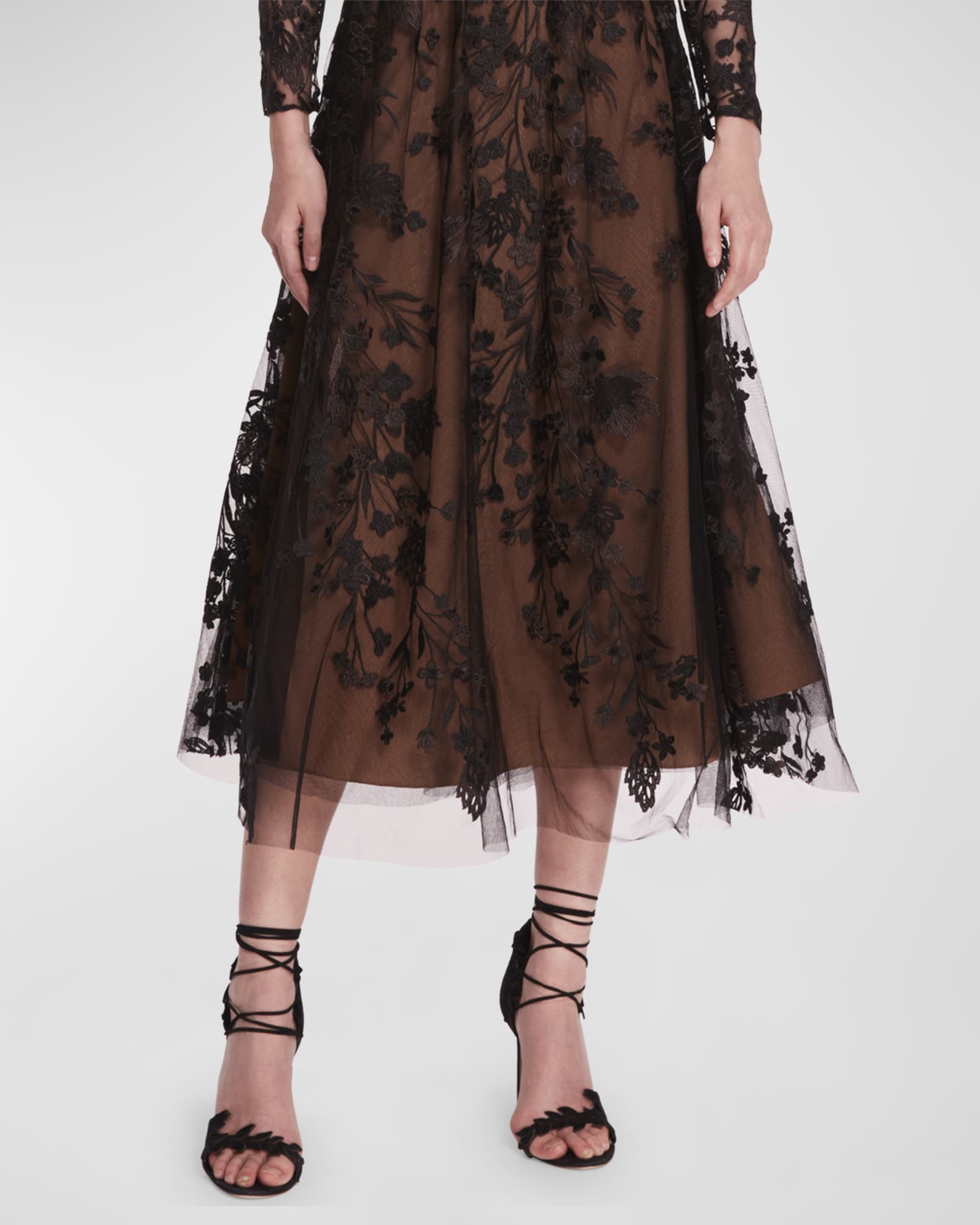 Marchesa notte butterfly lace midi dress store