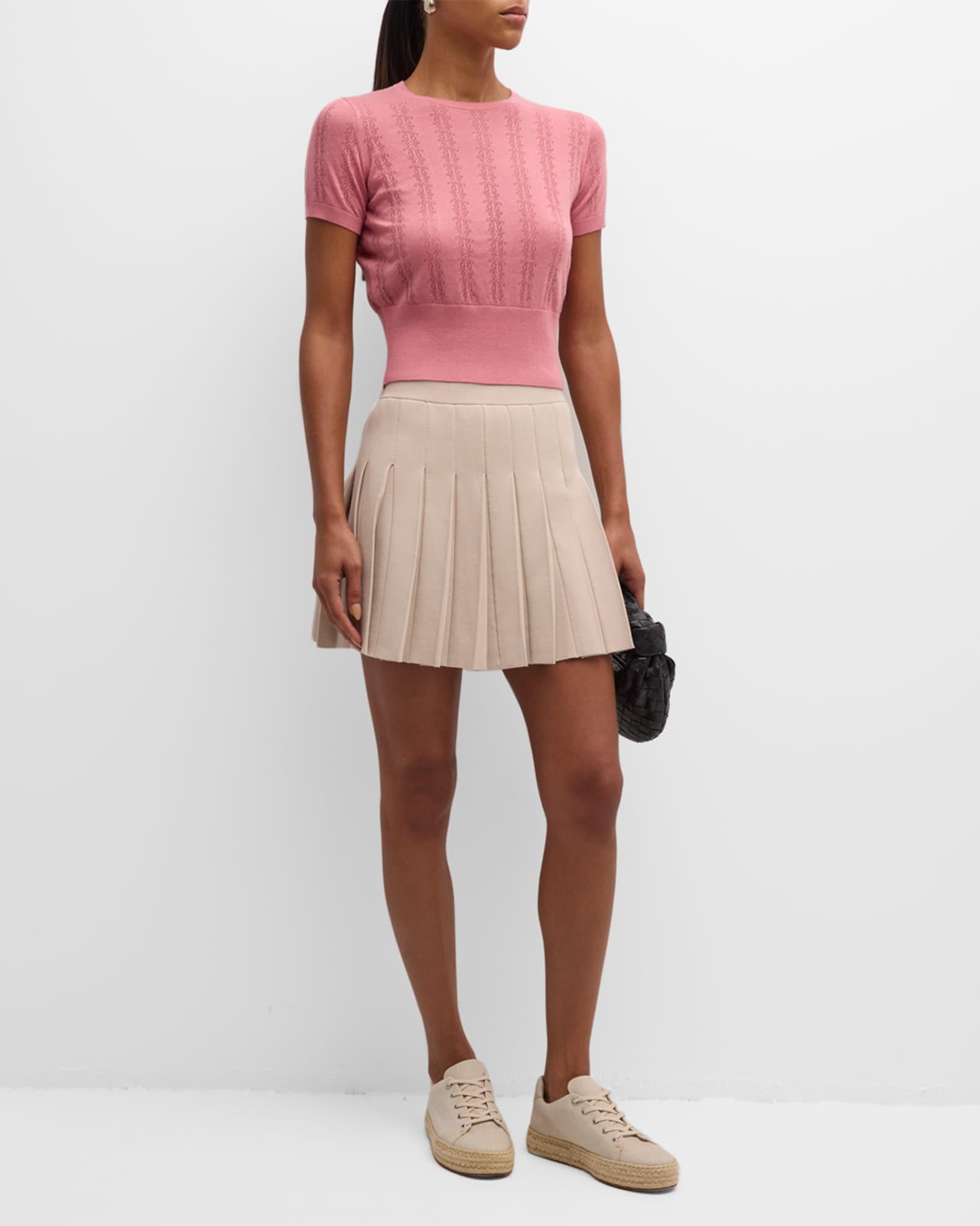 Mino Pleated Knit Mini Skirt 1
