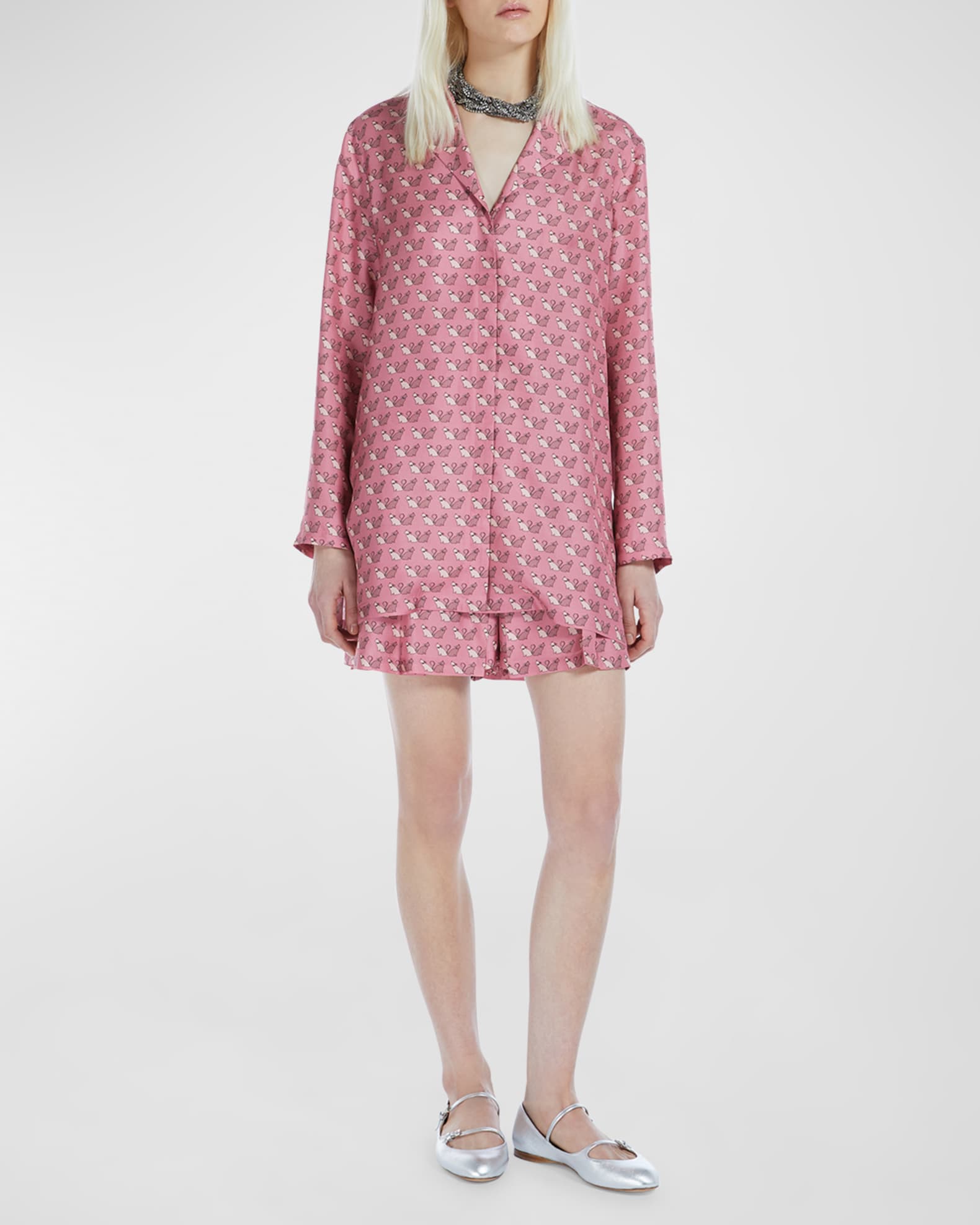 Alpe Animal Print Silk Shirt