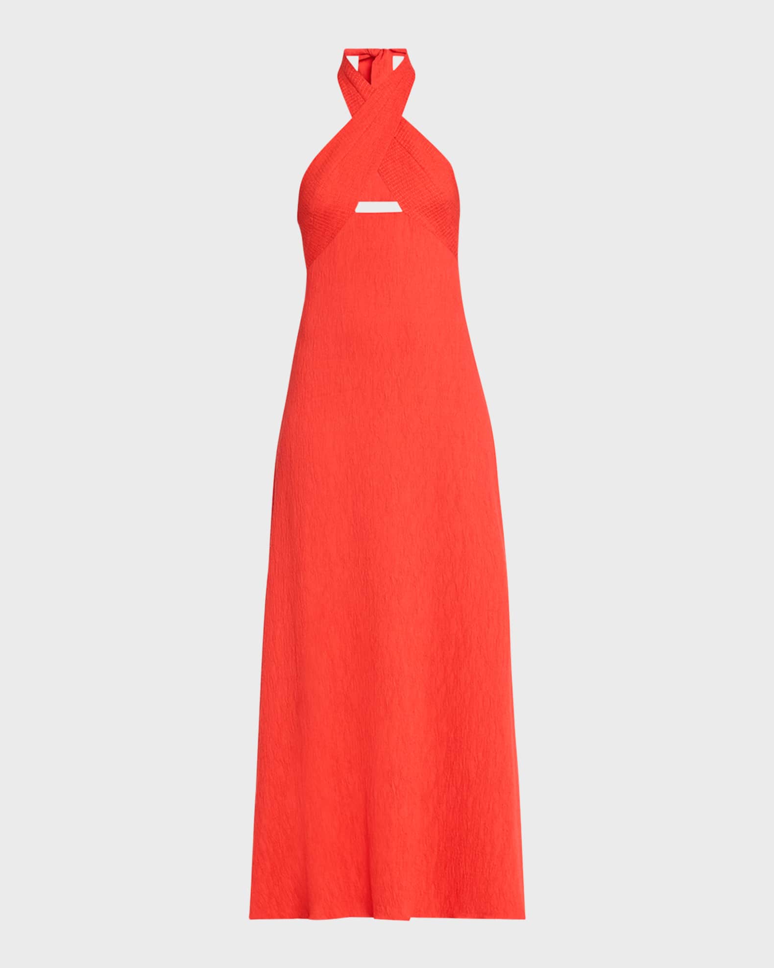 Light Heart Crinkle Crossover Halter Dress 0