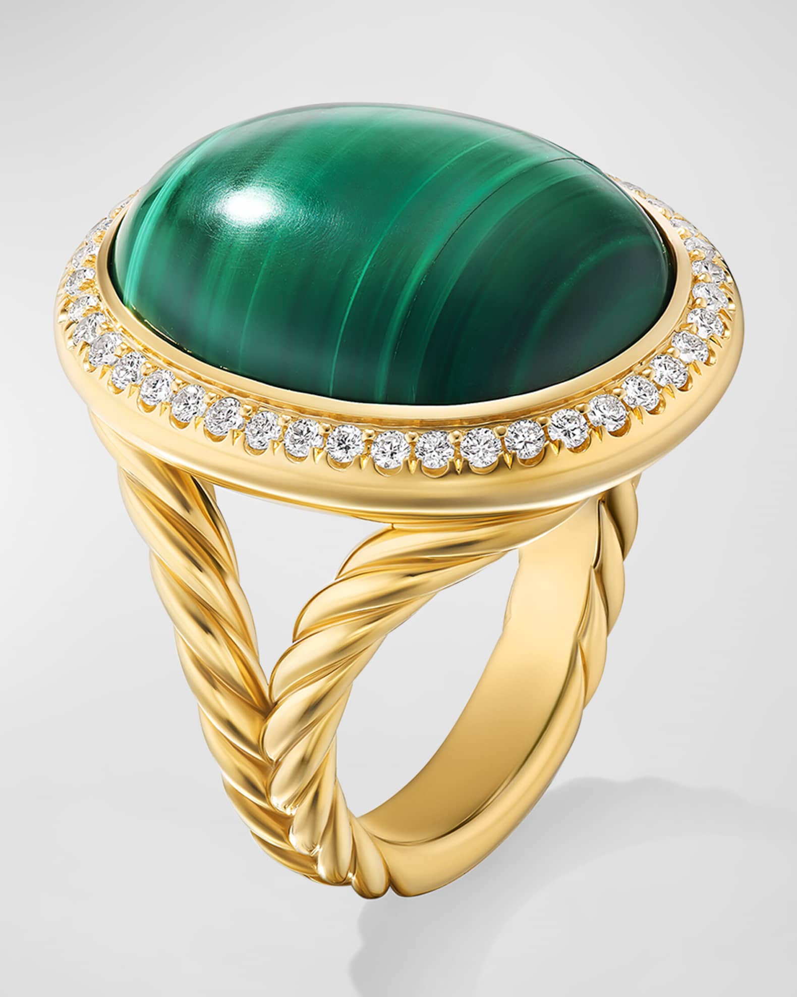 Oval Ring with Gemstone and Diamonds in 18K Gold 1