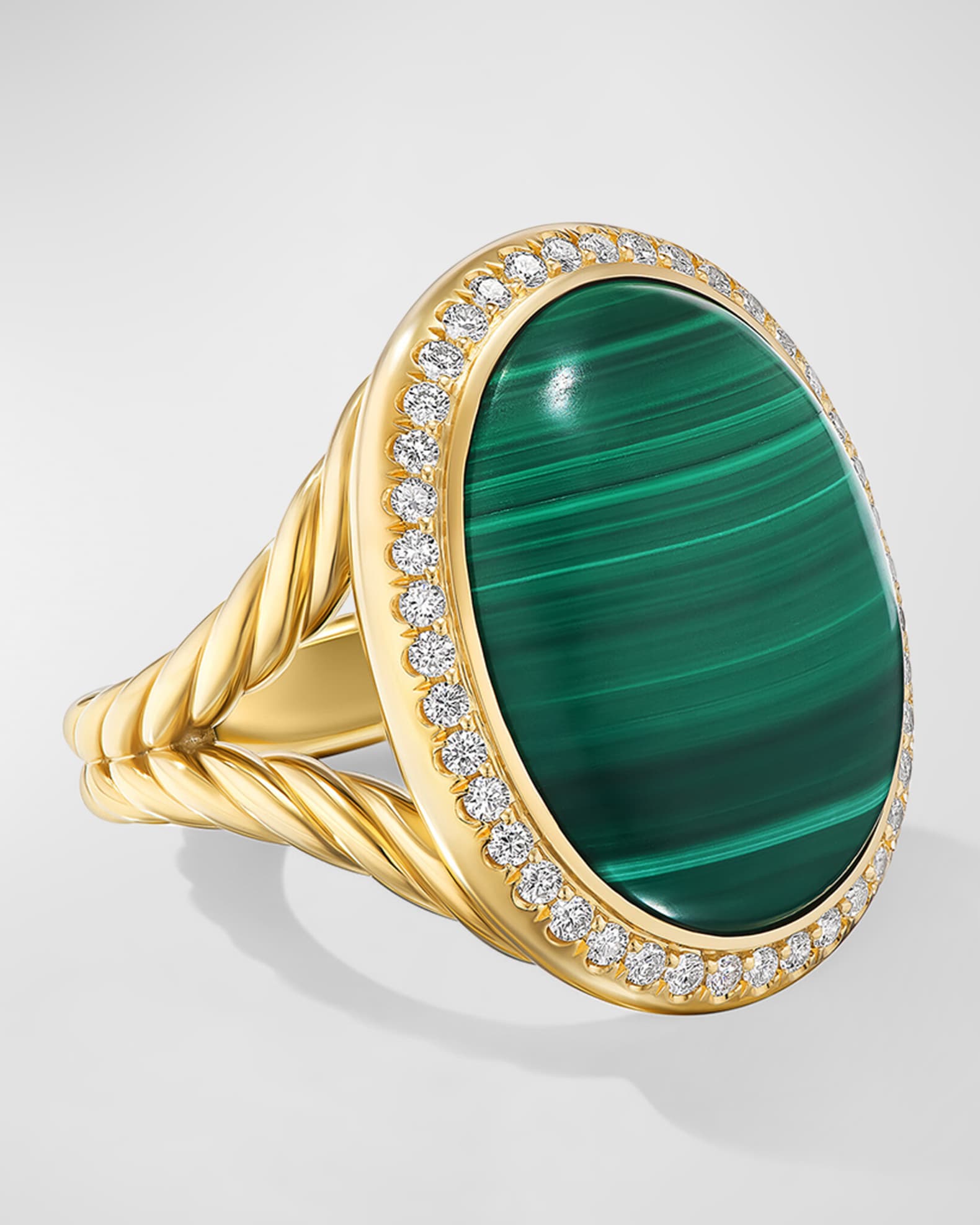 Oval Ring with Gemstone and Diamonds in 18K Gold 0