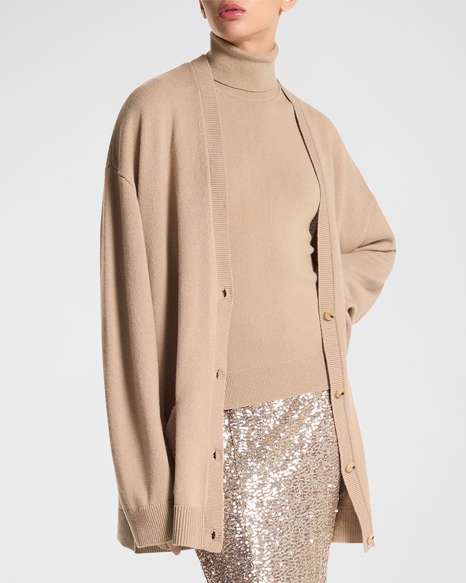 Michael kors cable knit oversized cardigan deals